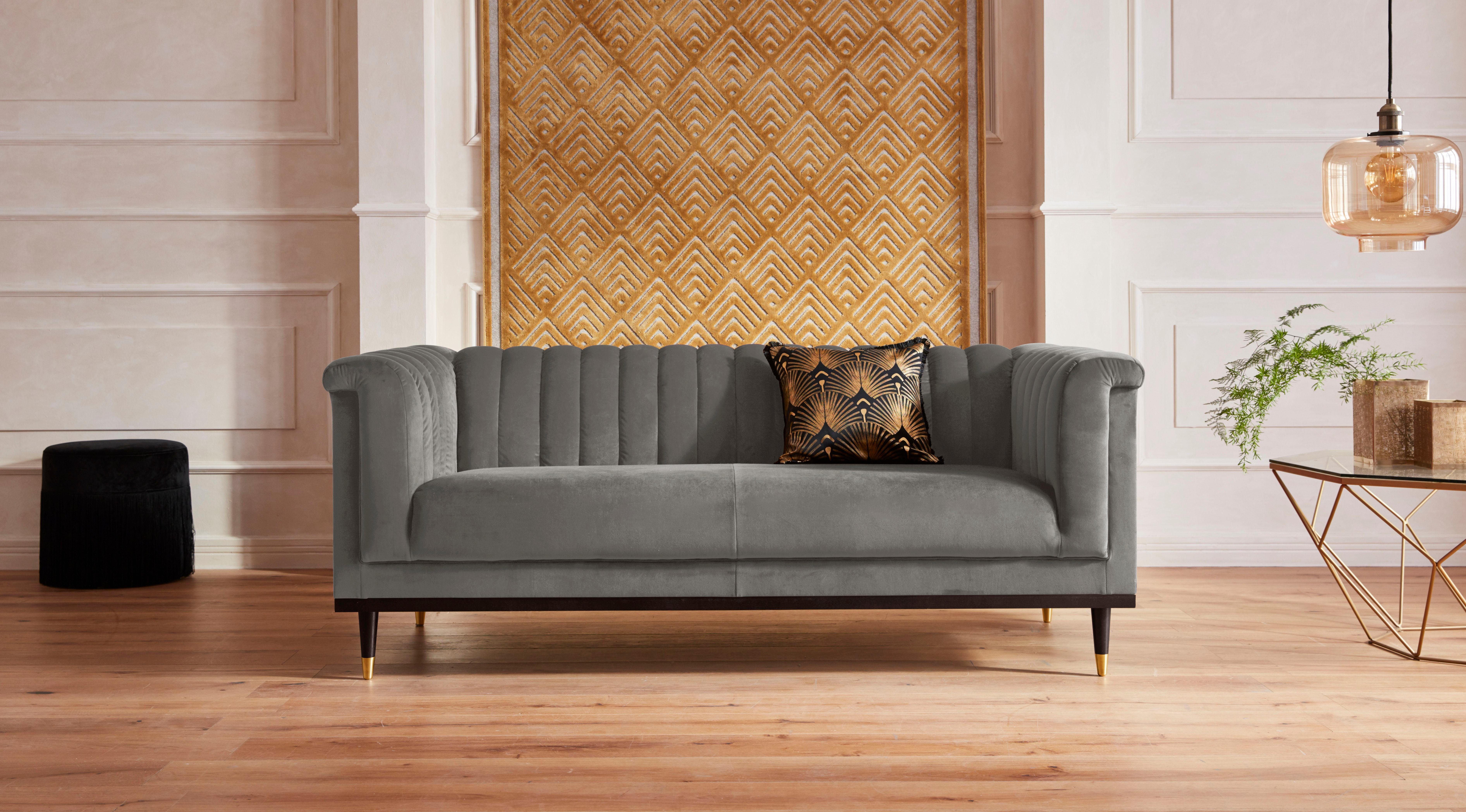 Home affaire 2-Sitzer "Chamby" mit Holzrahmen unten und Steppung im Lehnenb günstig online kaufen