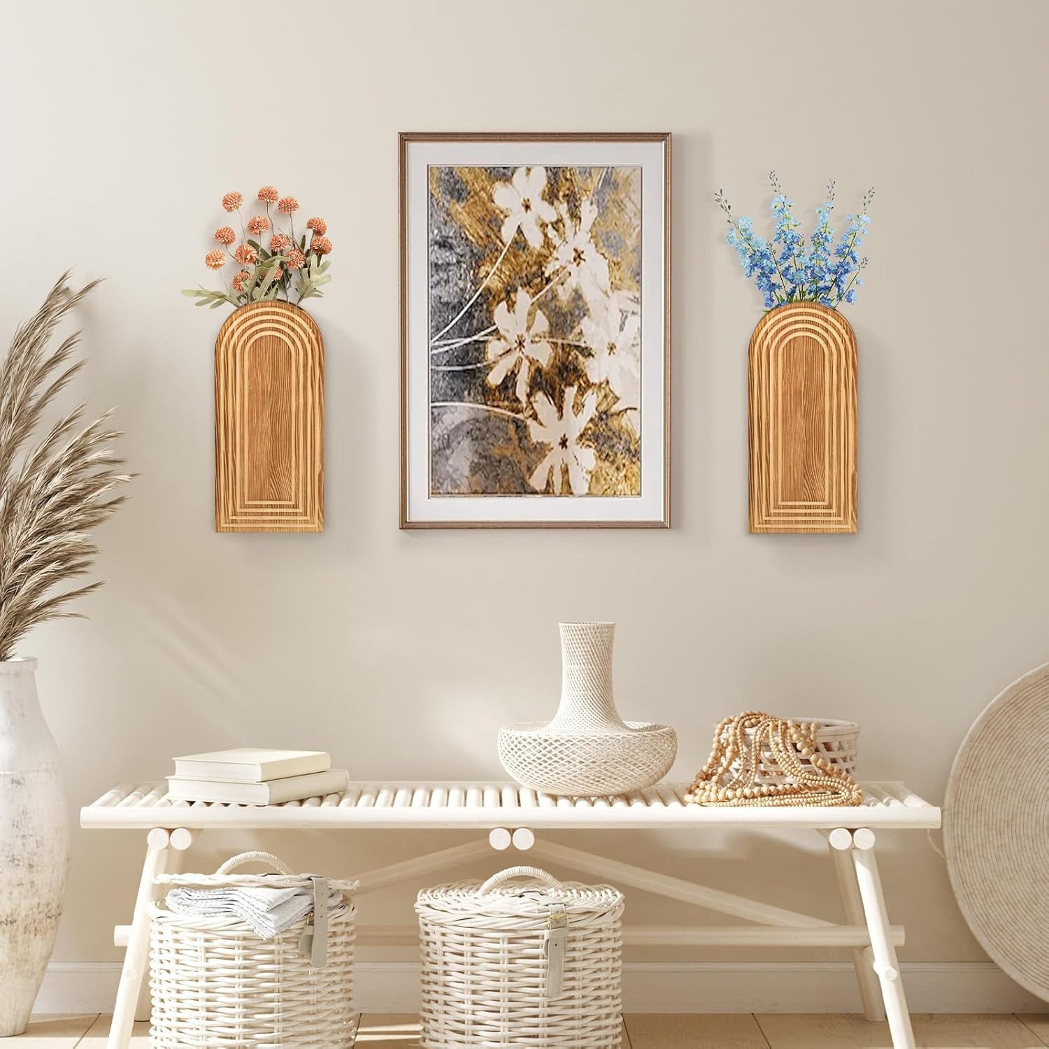 BlingBin Blumentopf Wand-Pflanzgefäße hängende Holz-Wandvase Dekoration (2 günstig online kaufen