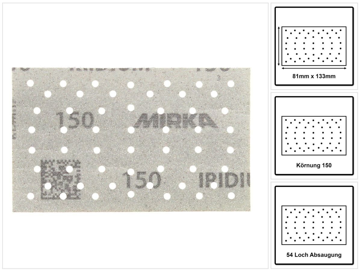 Mirka Schleifscheibe IRIDIUM Schleifstreifen (246B109915) K150, 81x133mm Stk. 100 Grip