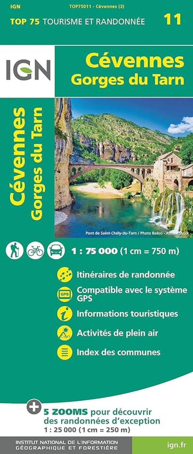 Cévennes - Gorges du Tarn 1:75 000 (Blatt 11) / Collectif Ign