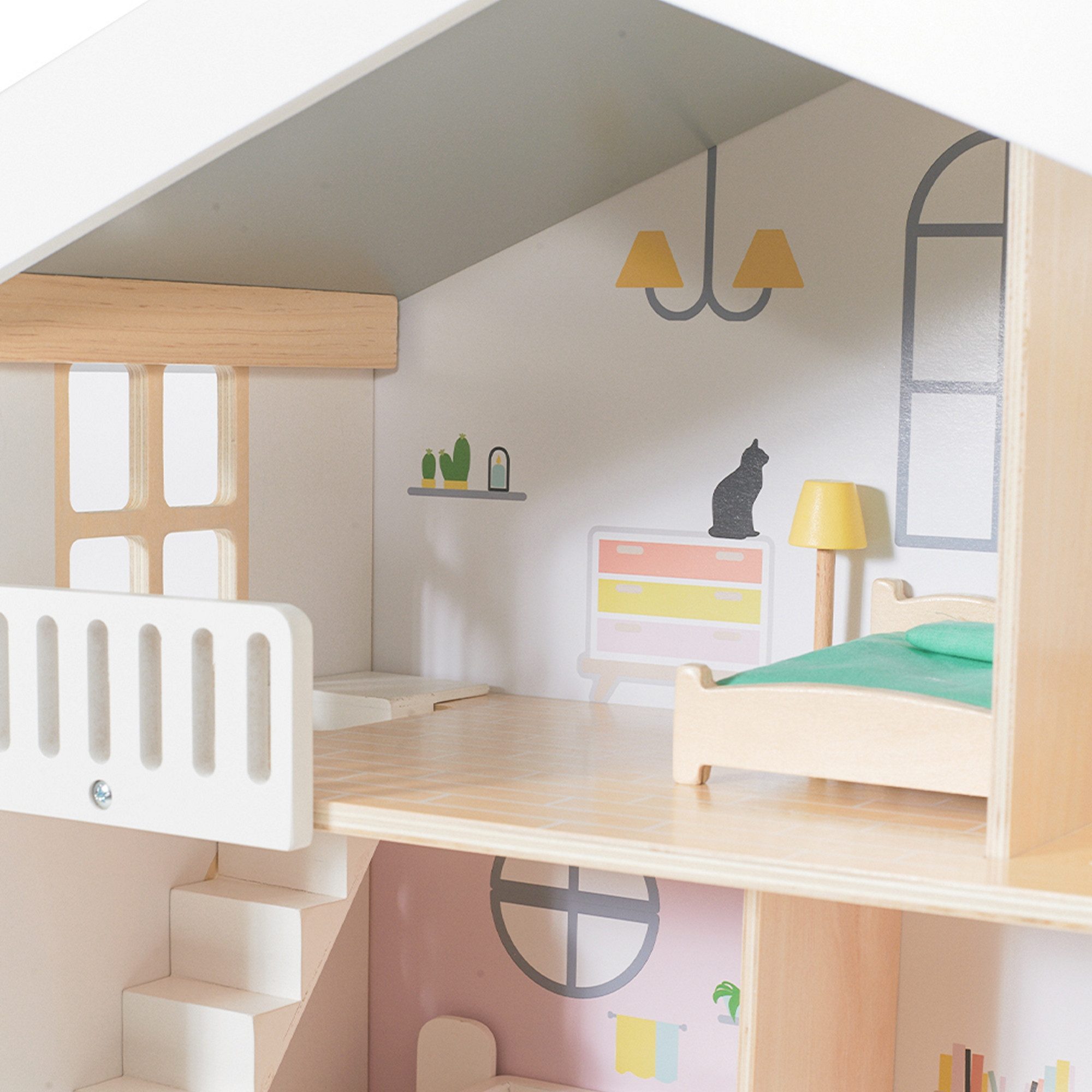 Classic World Puppenhaus Classic World - Puppenhaus Happy Villa - 56,9x33,3x70cm - ab 3 Jahre