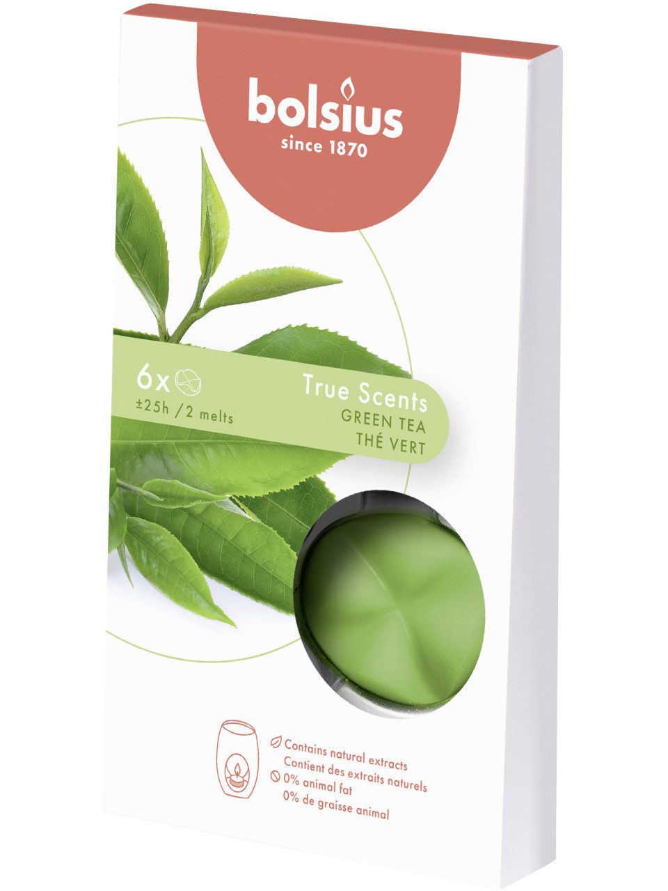 Bolsius Duftkerze Bolsius True Scents - Wax Melts, Grüner Tee, 6er