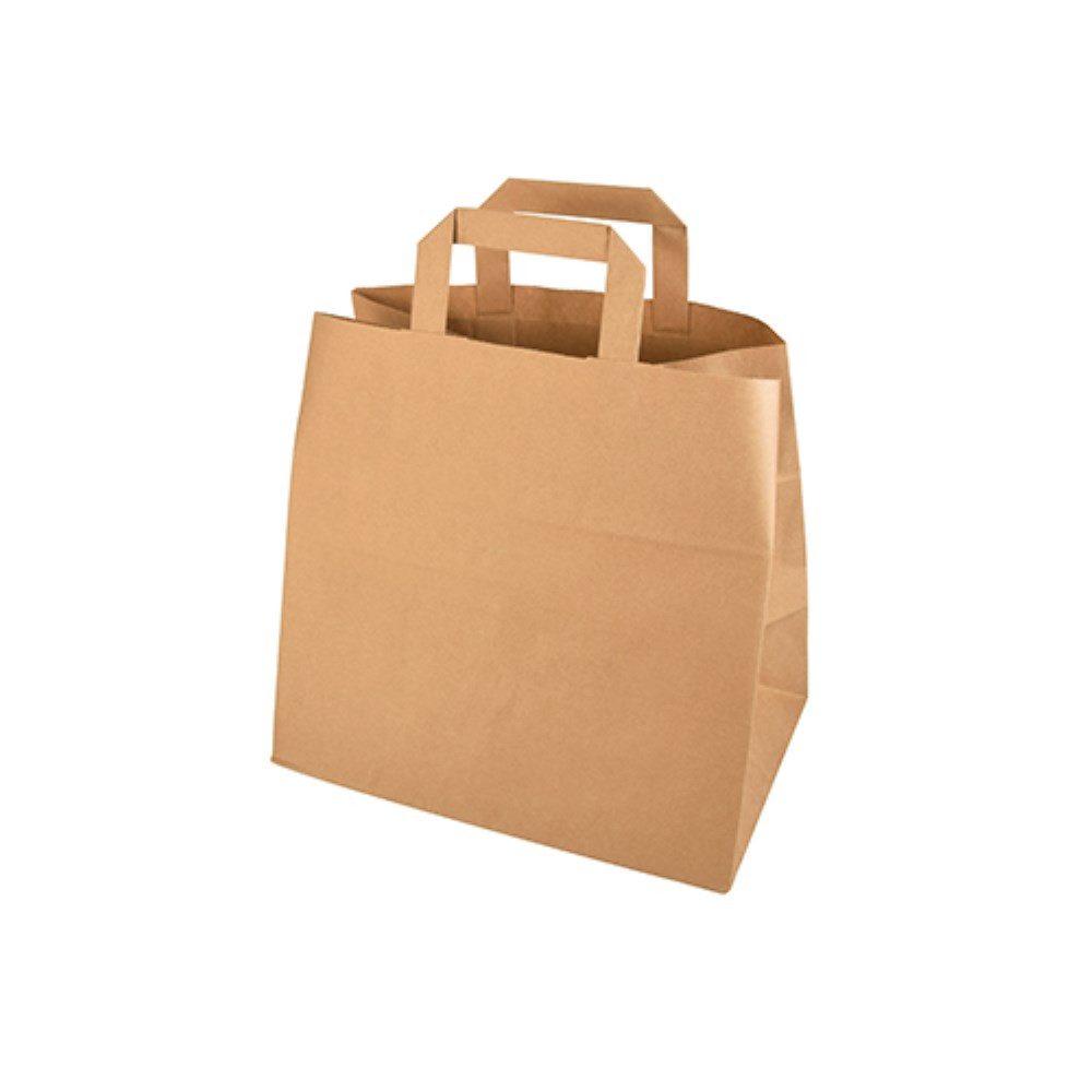 PAPSTAR Tragetasche 50 Tragetaschen, Papier 25 cm x 26 cm x 17 cm braun mit Tragegriff