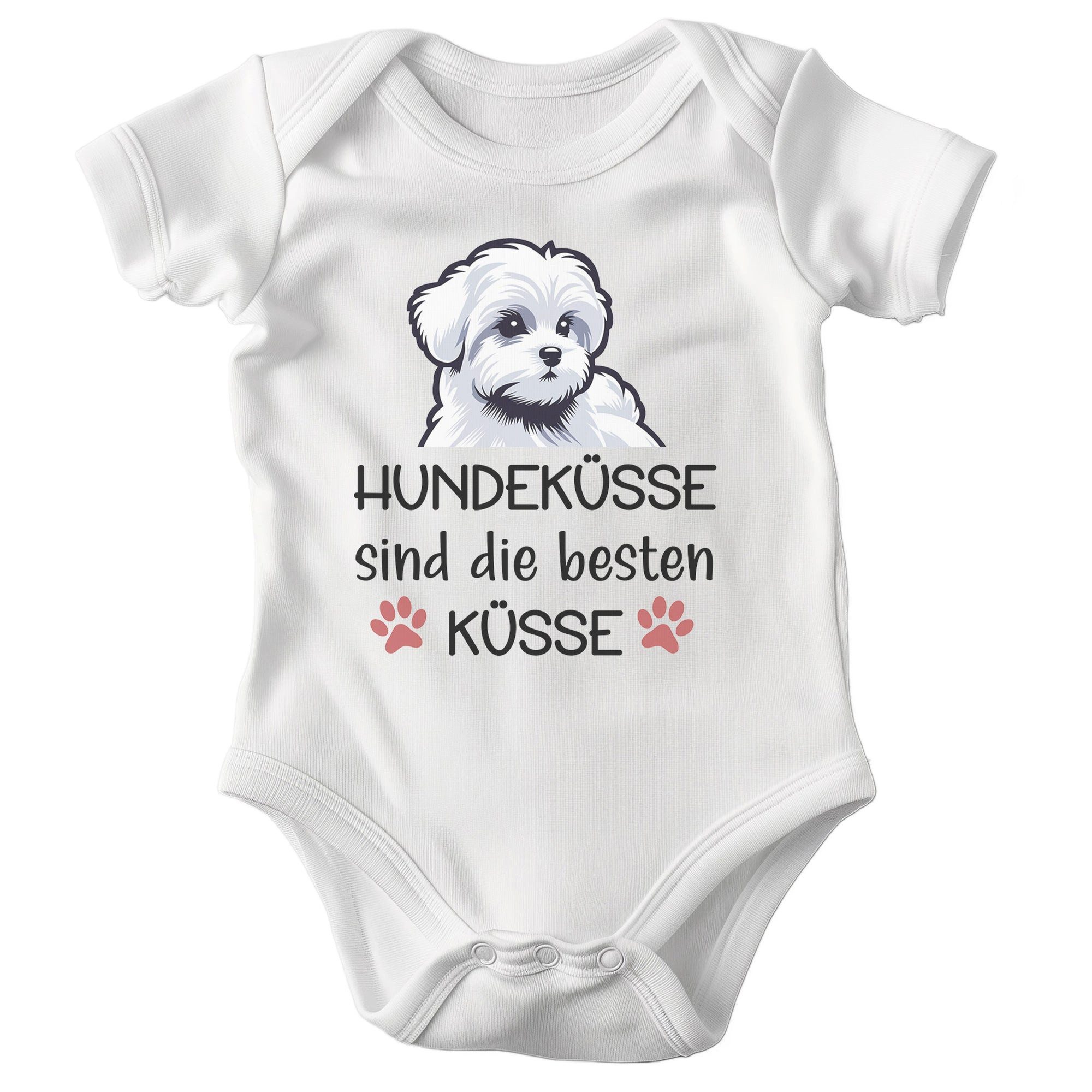 22Feels Kurzarmbody Bio Unisex Babybody Weiß Malteser Ja Geschenk Taufe Erster Geburtstag BIO-Baumwolle - In Deutschland Bedruckt - Niedlicher Print
