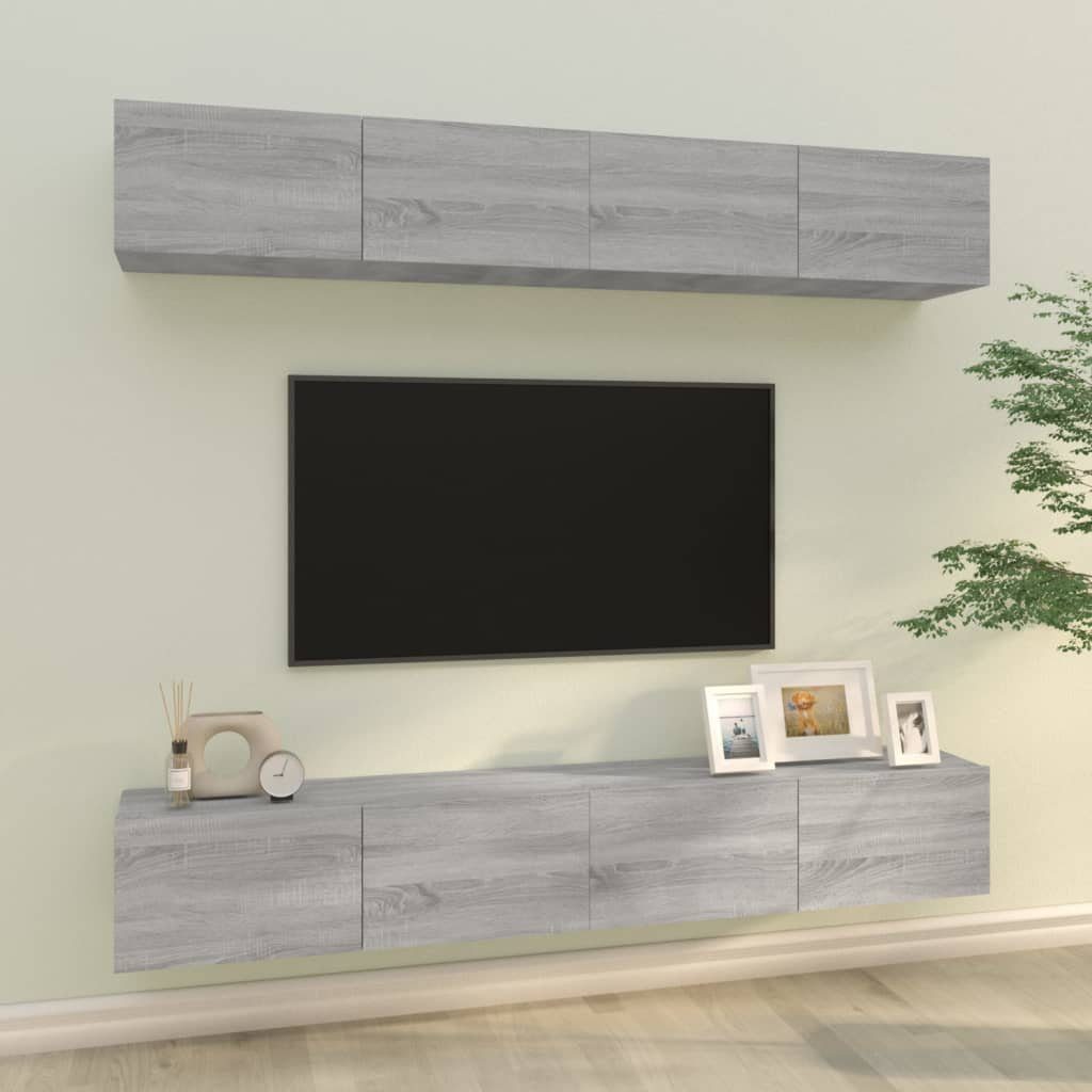 vidaXL TV-Schrank TV-Wandschränke 4 Sonoma cm 100x30x30 Grau (4-St) Stk