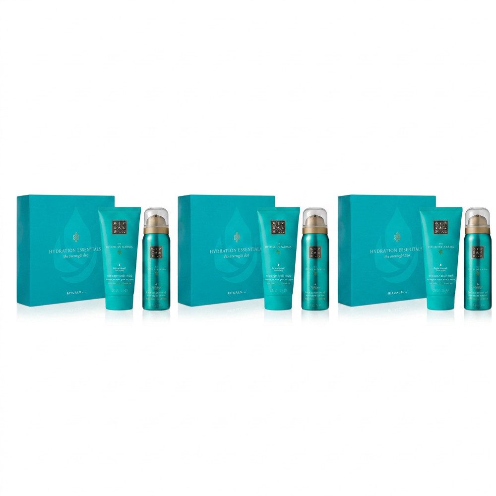 Rituals Pflege-Geschenkset Rituals Karma Mini Foaming Shower Gel Overnight Body Mask 3er Set, 2-tlg., Praktisches 3er Set für entspannende Pflegemomente