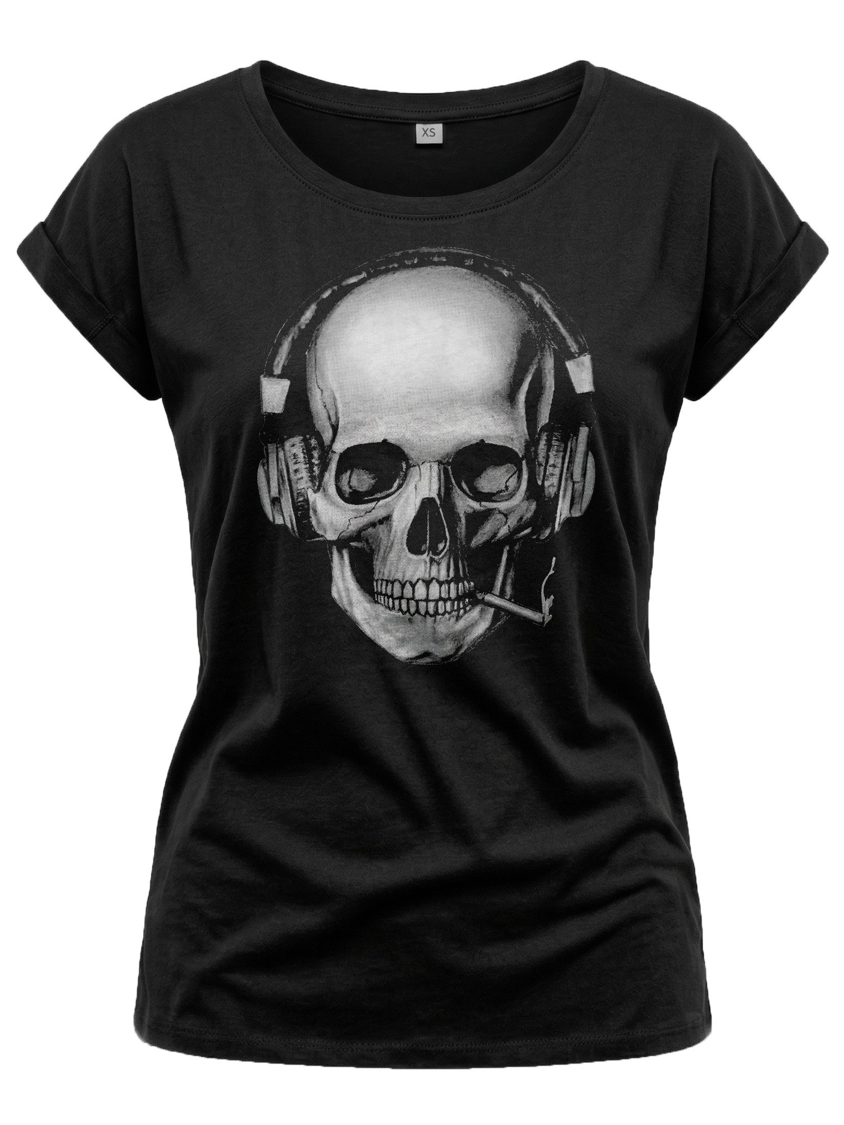 Print-Shirt Damen Cooles T-Shirt mit Totenkopf Design Skull Top - Aufdruck Gothic