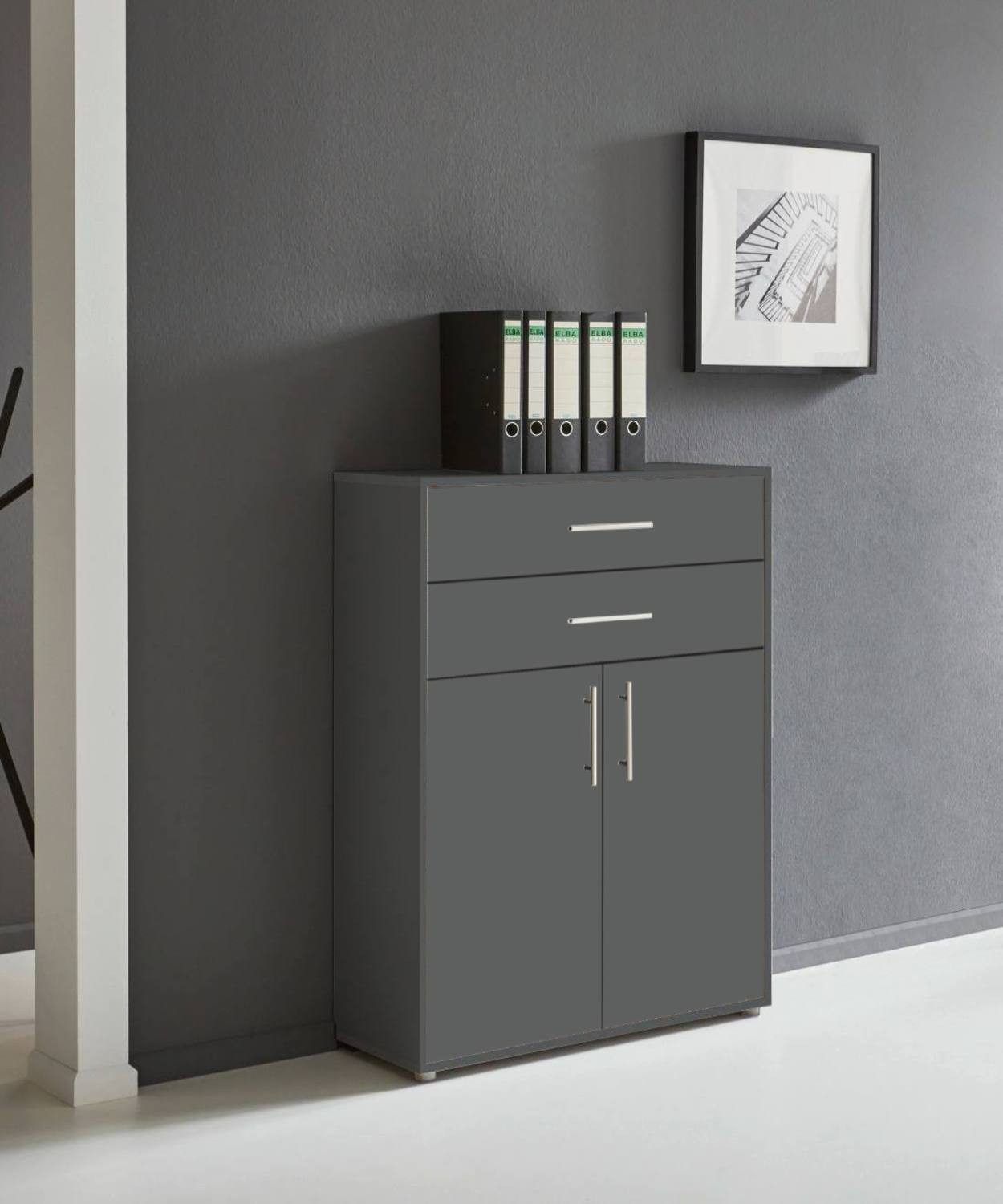 BMG Möbel Aktenschrank BMG Möbel Schubkasten Schrank, 2 Türen in 15 verschiedenen Farben (84,4 x 113,6 x 33 cm) Fronten Matt oder Hochglanz, Made in Germany