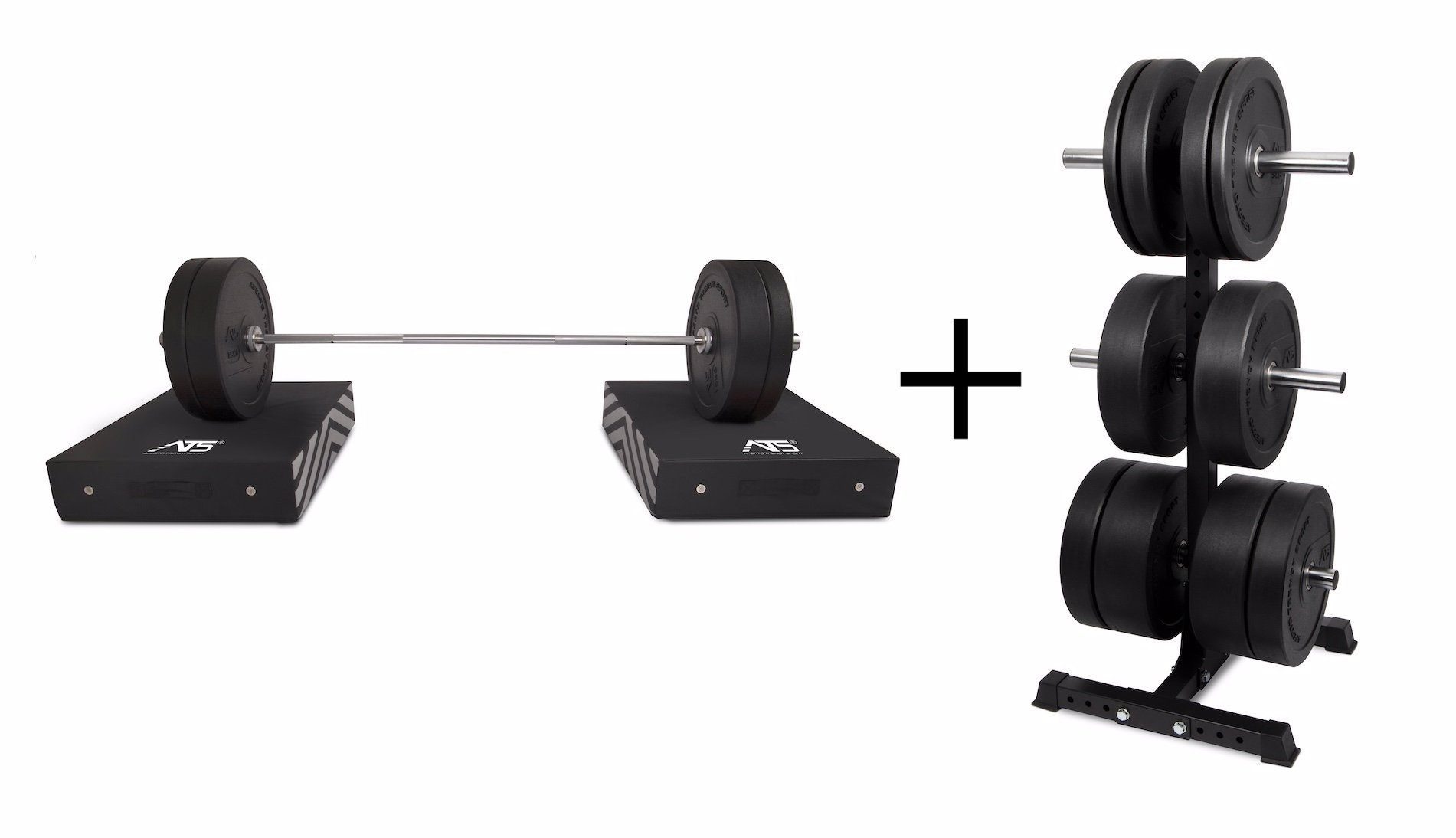 Trendy Sport Trainingsstation Training mit Abwurfblöcke, Gewichtsscheiben&Trainingsstange_Kreuzheben