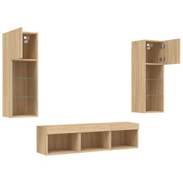 vidaXL TV-Schrank 5-tlg. Wohnwand mit LED-Beleuchtung Sonoma-Eiche Holzwerkstoff (5-St)