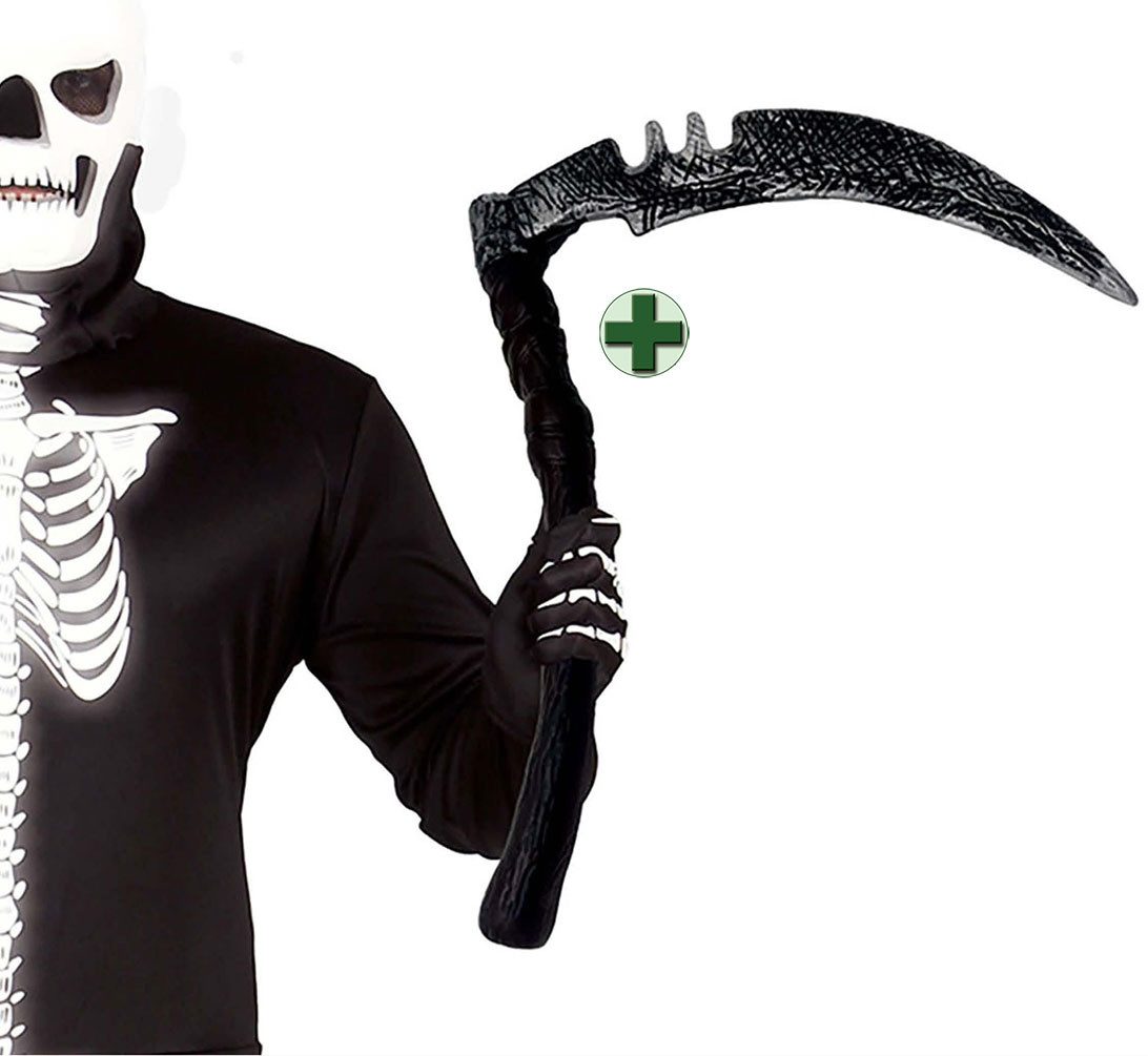 Karneval-Klamotten Kostüm Sensenmann Kinder Killer Jungen mit Luxus Sense, Grim Reaper Der Tod Halloweenkostüm Unisex Karneval Fasching