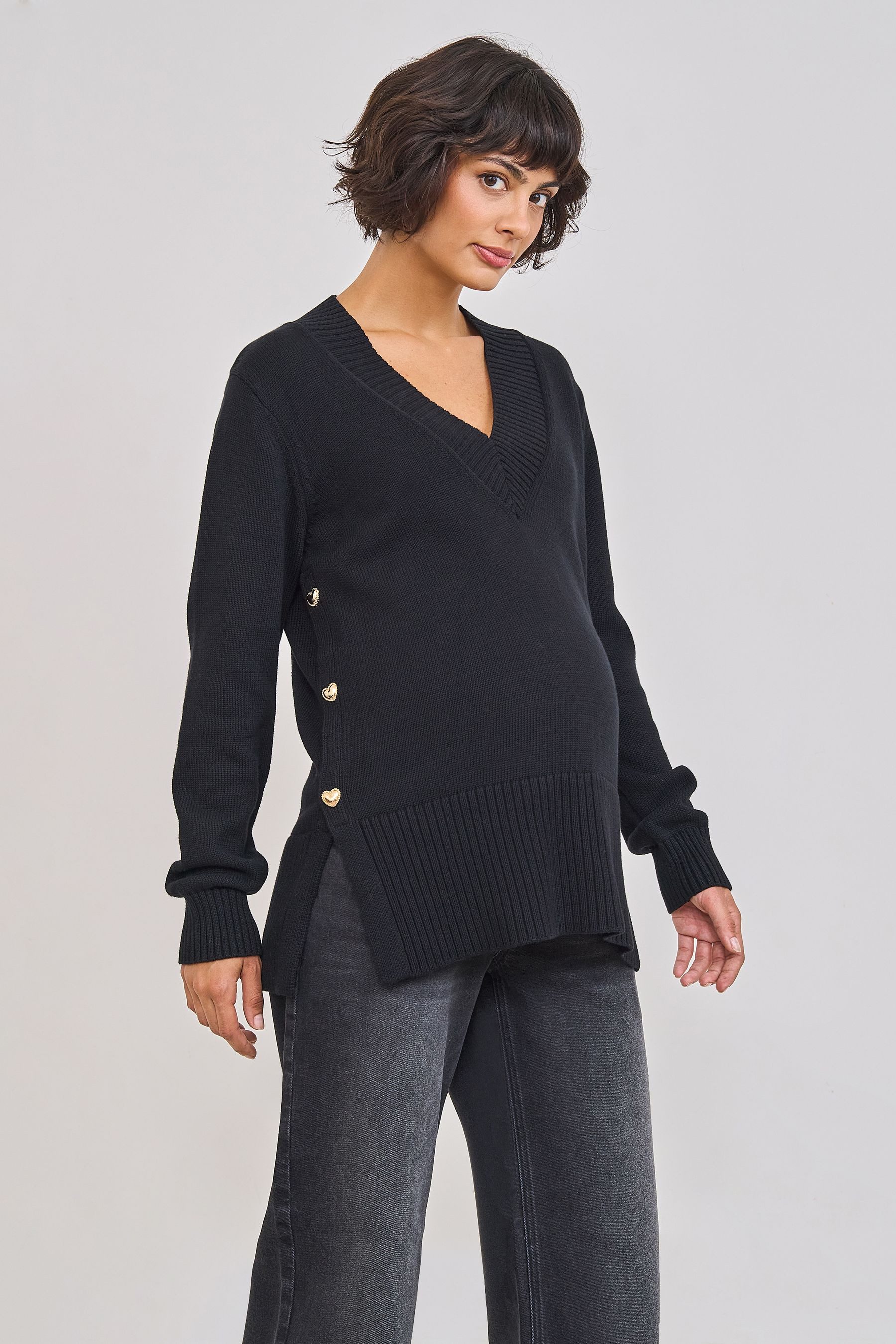 Seraphine V-Ausschnitt-Pullover Seraphine Pullover mit Stillfunktion, Umstandsmode (1-tlg)