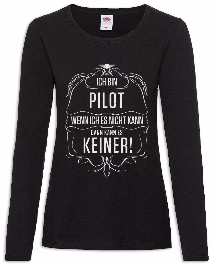 Urban Backwoods Langarmshirt Ich Bin Pilot Damen Langarmshirt Kampfpilot Beruf Ausbildung Lizenz (1-tlg) Hobby Flugzeug Arbeit Armee