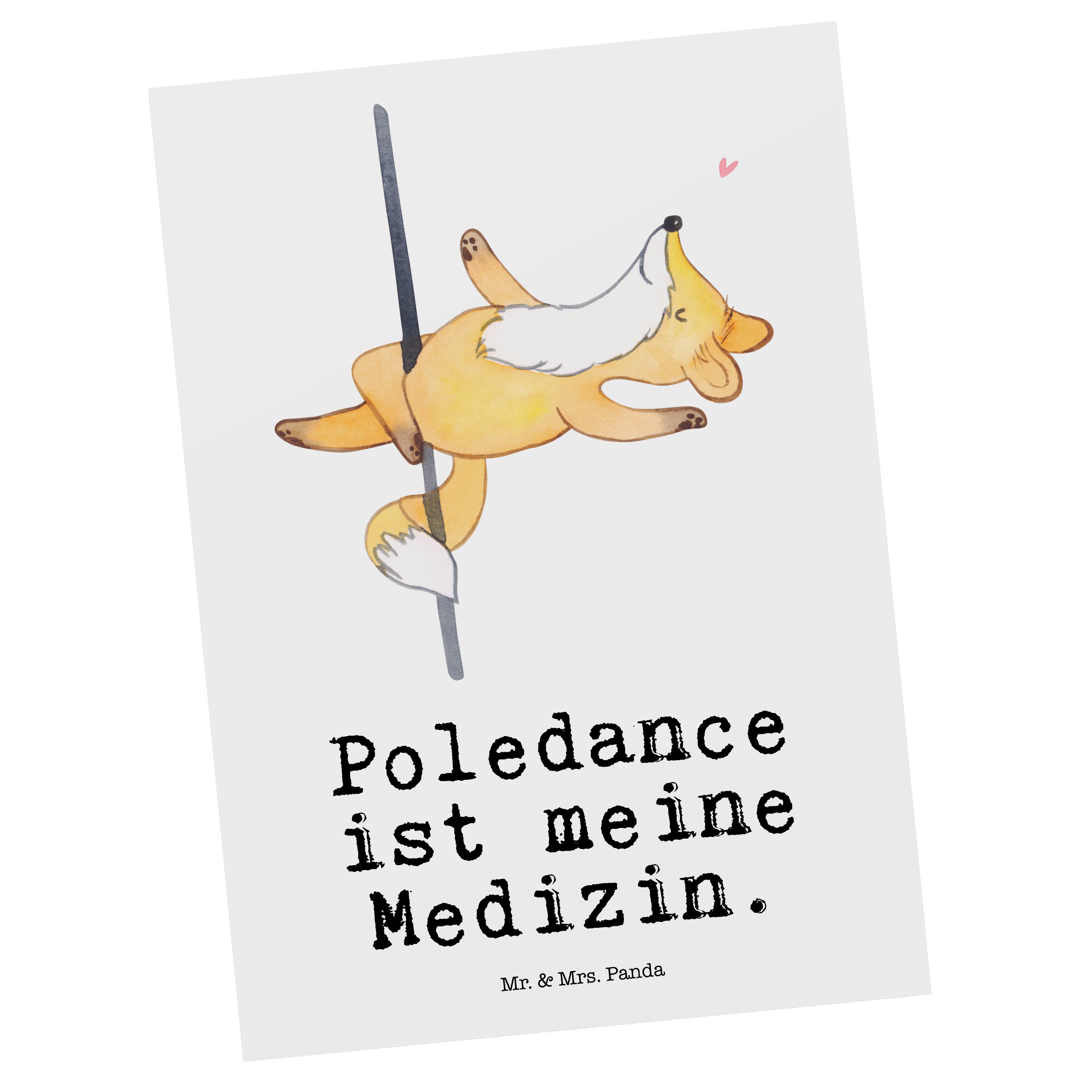 Mr. & Mrs. Panda Postkarte Fuchs Poledance Medizin - Weiß - Geschenk, Sportart, Dankeschön, Dank