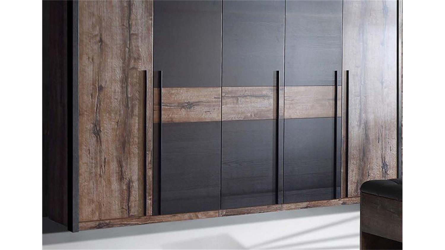 FORTE Kleiderschrank Kleiderschrank Bellevue Schlammeiche Schwarzeiche inkl. LED