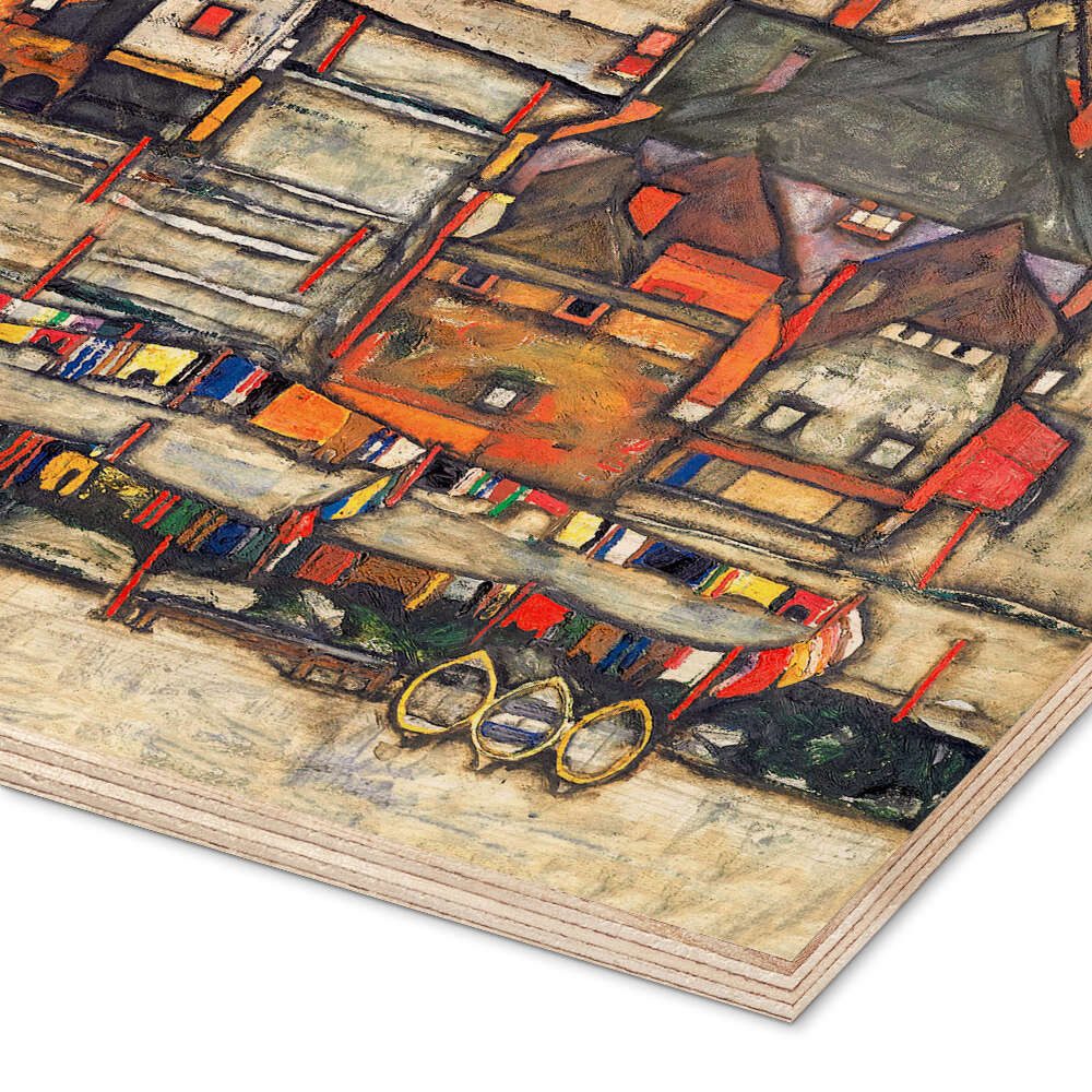 Posterlounge Wandbild Häuser mit bunter Wäsche (Vorstadt II), Egon Schiele, erhältlich als Poster, Leinwandbild, Wandsticker oder Acrylglasbild