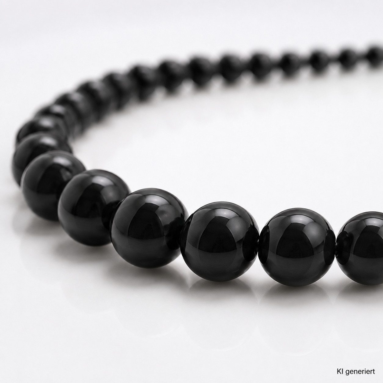 unbespielt Collier Perlenkette schwarz 50 cm Kunststoffperlen 6 mm glänzend mit Karabiner, Modeschmuck für Damen
