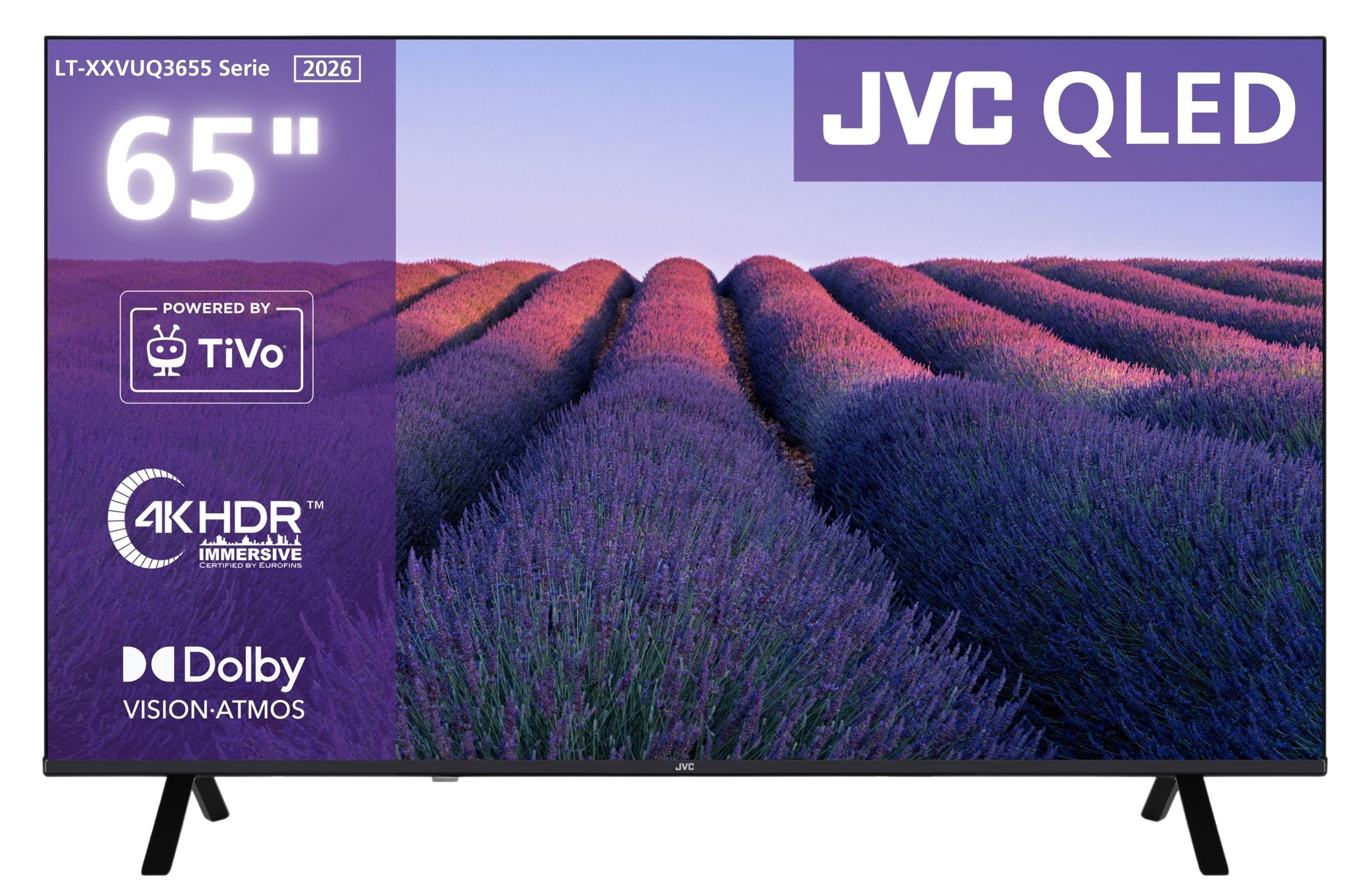 JVC LT-65VUQ3655 QLED-Fernseher (164 cm/65 Zoll, 4K Ultra HD, Smart TV powered by TiVo, Smart TV by TiVo, Dolby Vision HDR, Dolby Atmos, Triple-Tuner)