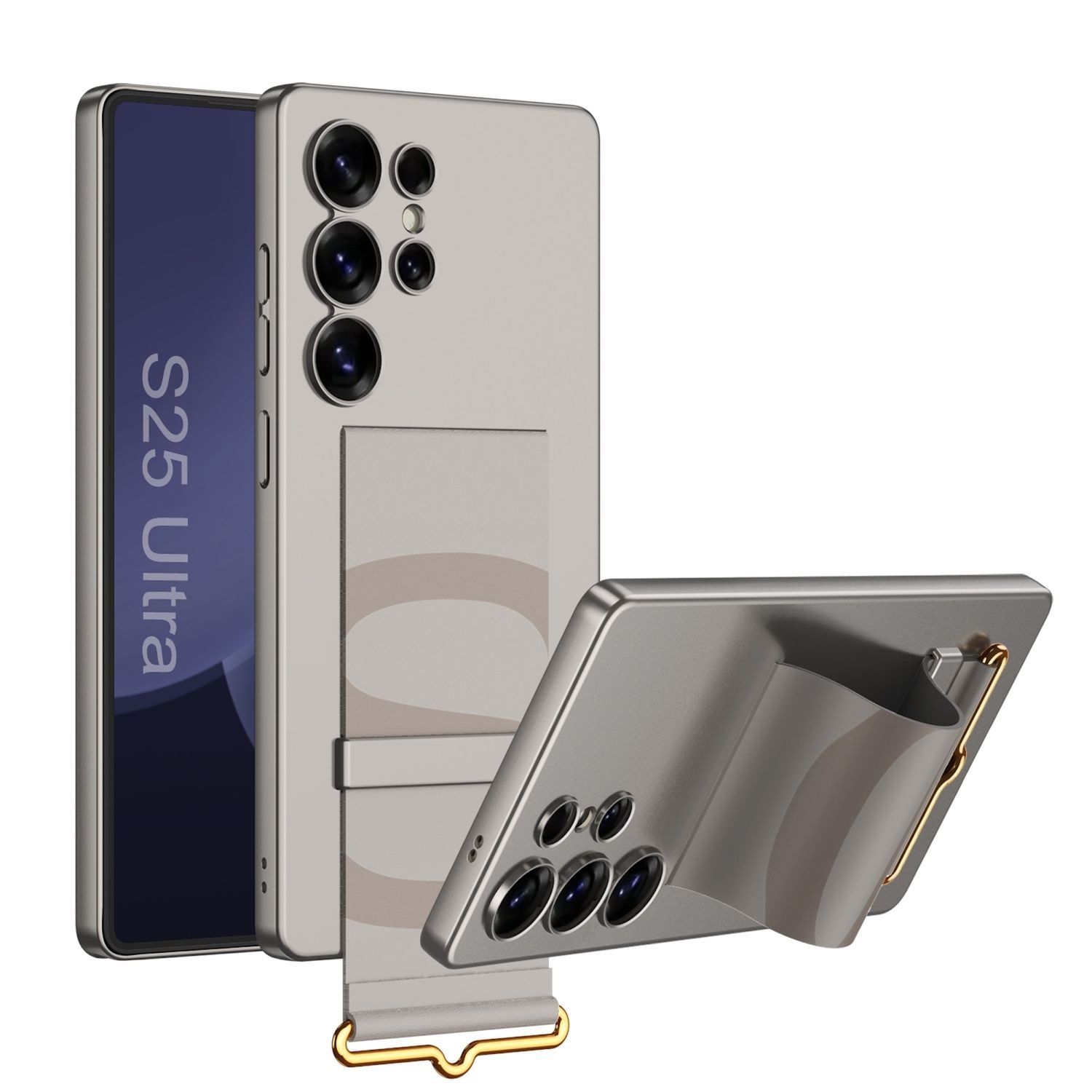 Handyhülle Für Samsung Galaxy S25 Ultra GKK dünne Hülle mit Armband Halter Grau