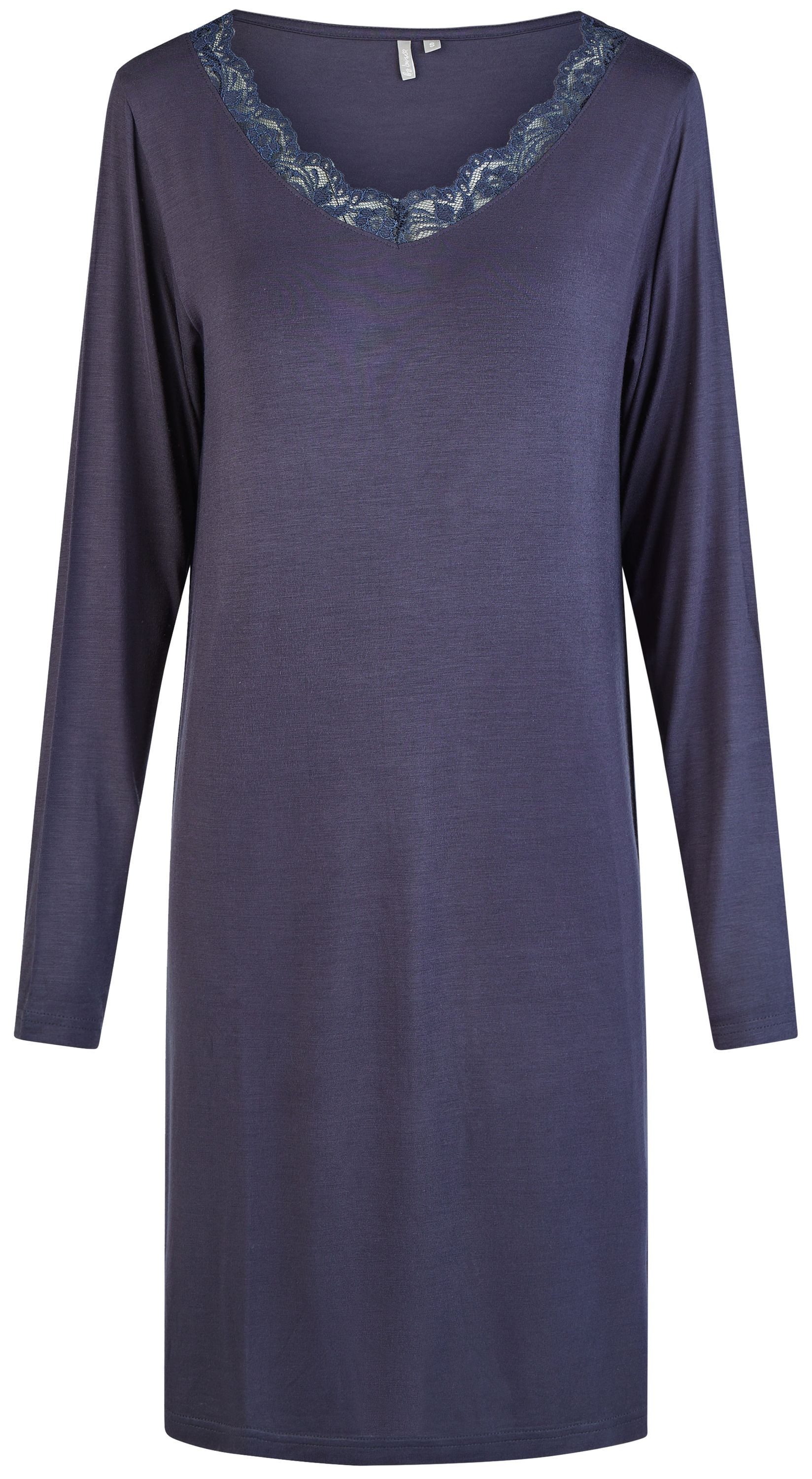 By Louise Nachthemd Northern Lights (Set, 1-tlg., 1-teilig) Damen Sleepshirt ca.95cm lang Langarm Viskose Spitze