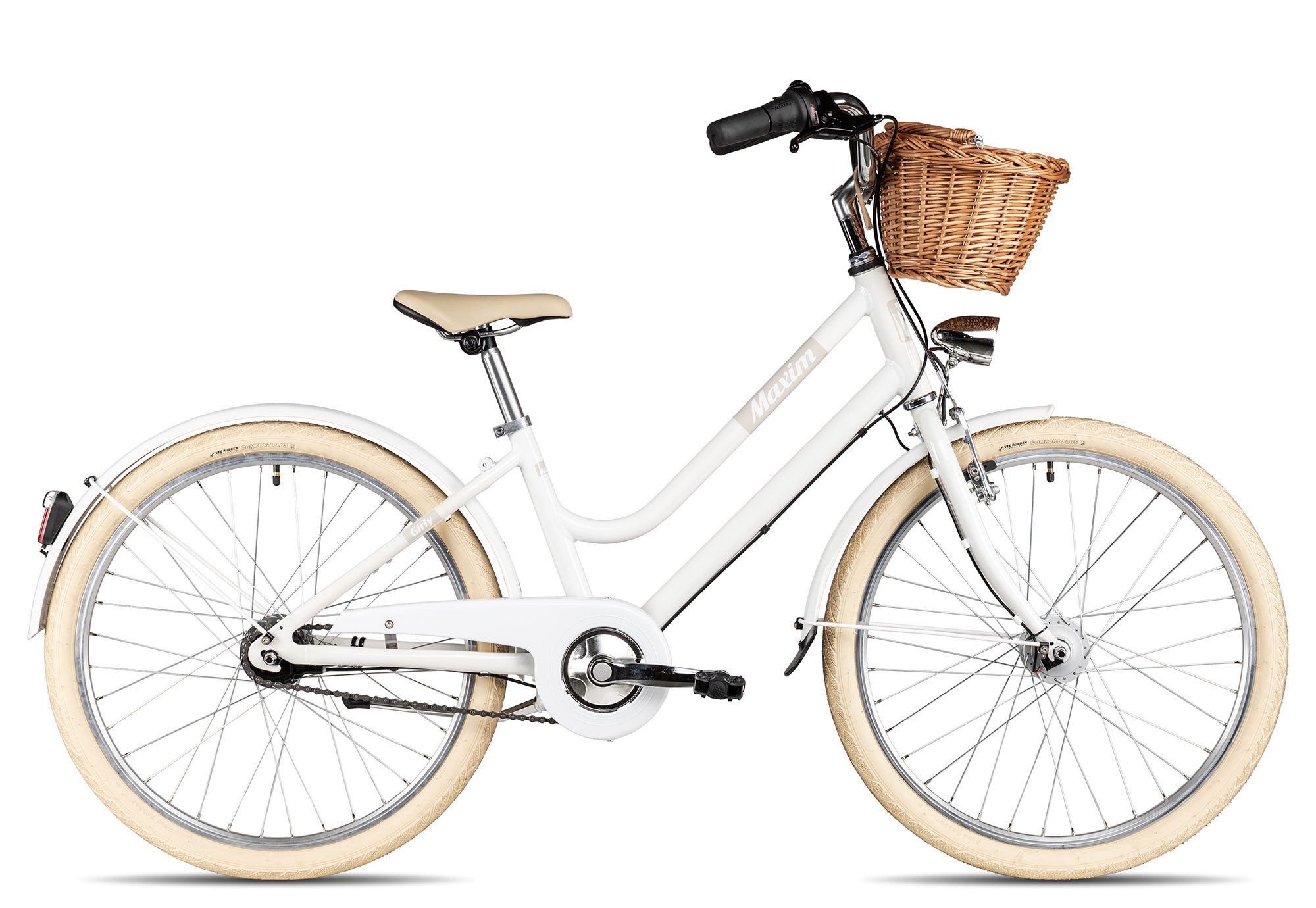 Maxim Kinderfahrrad Girly 24 7 Wave, 7 Gang Shimano Nexus 7 Rücktritt Schaltwerk, Nabenschaltung Rücktritt, Nabenschaltung Rücktritt weiß