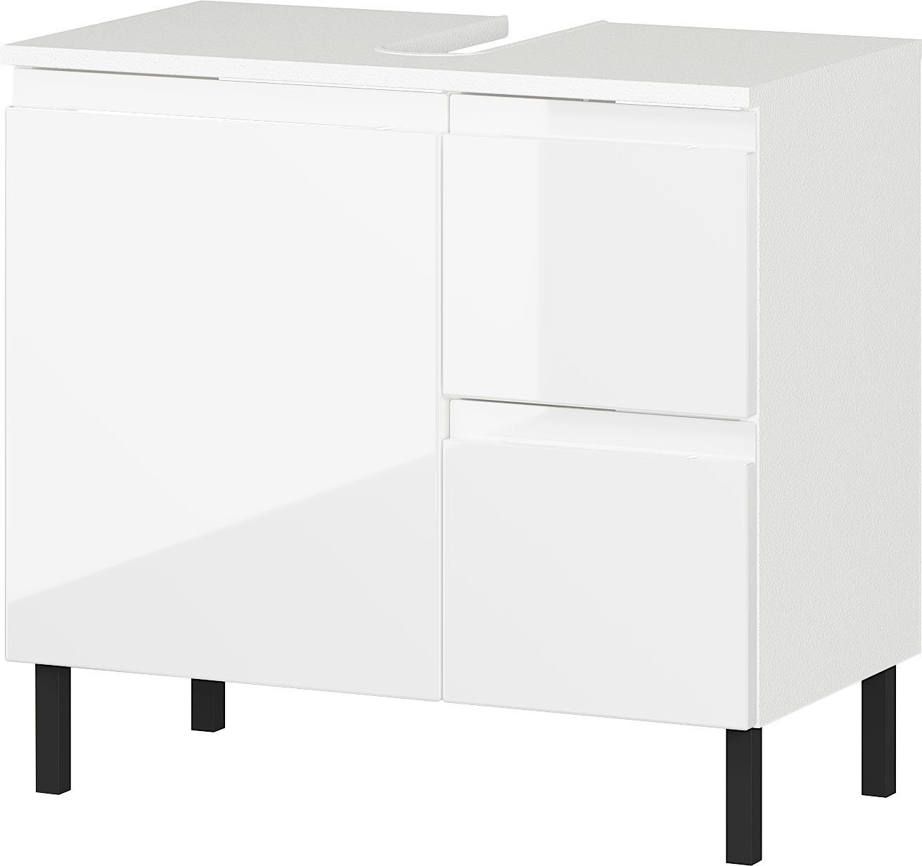 places of style waschbeckenunterschrank »scantic« breite 60 cm,  badezimmerschrank, verstellbarer einlegeboden, türdämpfung, grifflose  optik,
