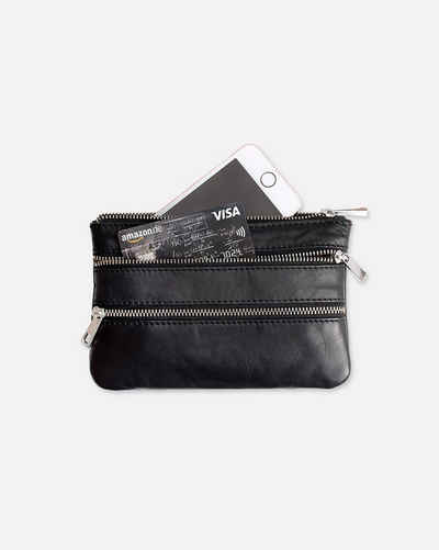 Becksöndergaard Geldbörse Veg Sally Geldbeutel für Damen - Portemonnaie aus Kuhleder 18x11,5 cm, in Schwarz mit Reißverschluss