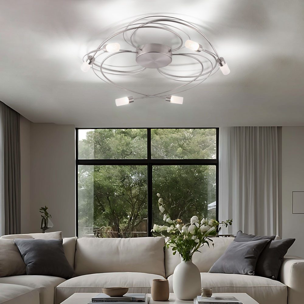 Paul Neuhaus LED Deckenleuchte, LED-Leuchtmittel fest verbaut, Warmweiß, LED Deckenleuchte Wohnzimmerlampe Chrom Simply Dim Kristalle D 60 cm