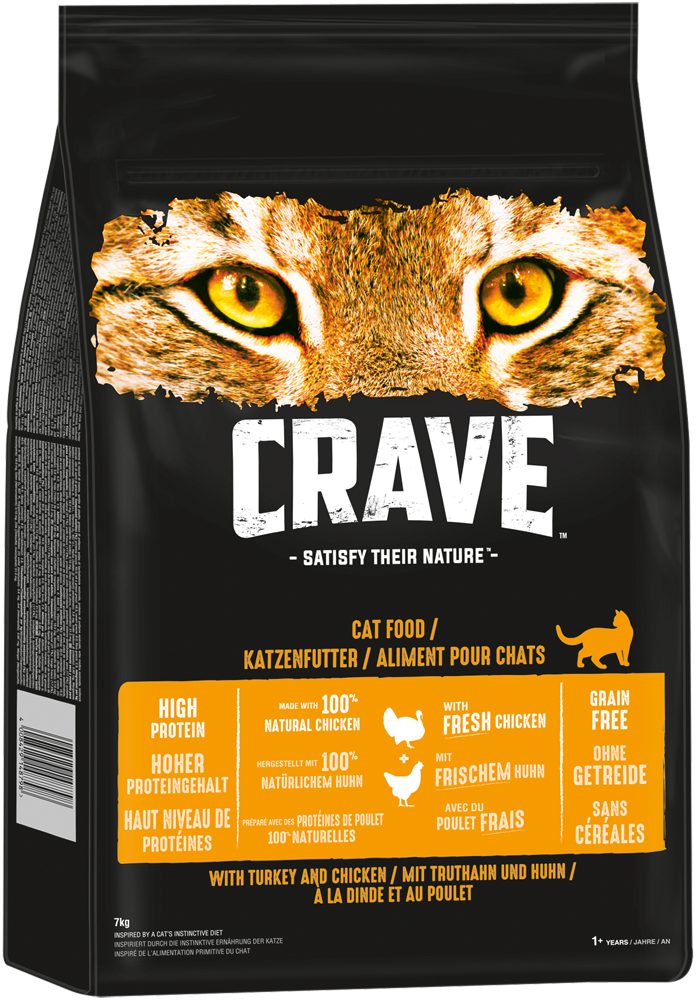 CRAVE CRAVE™ Katze Beutel mit Truthahn und Huhn 7kg, Trockenfutter für: Katze