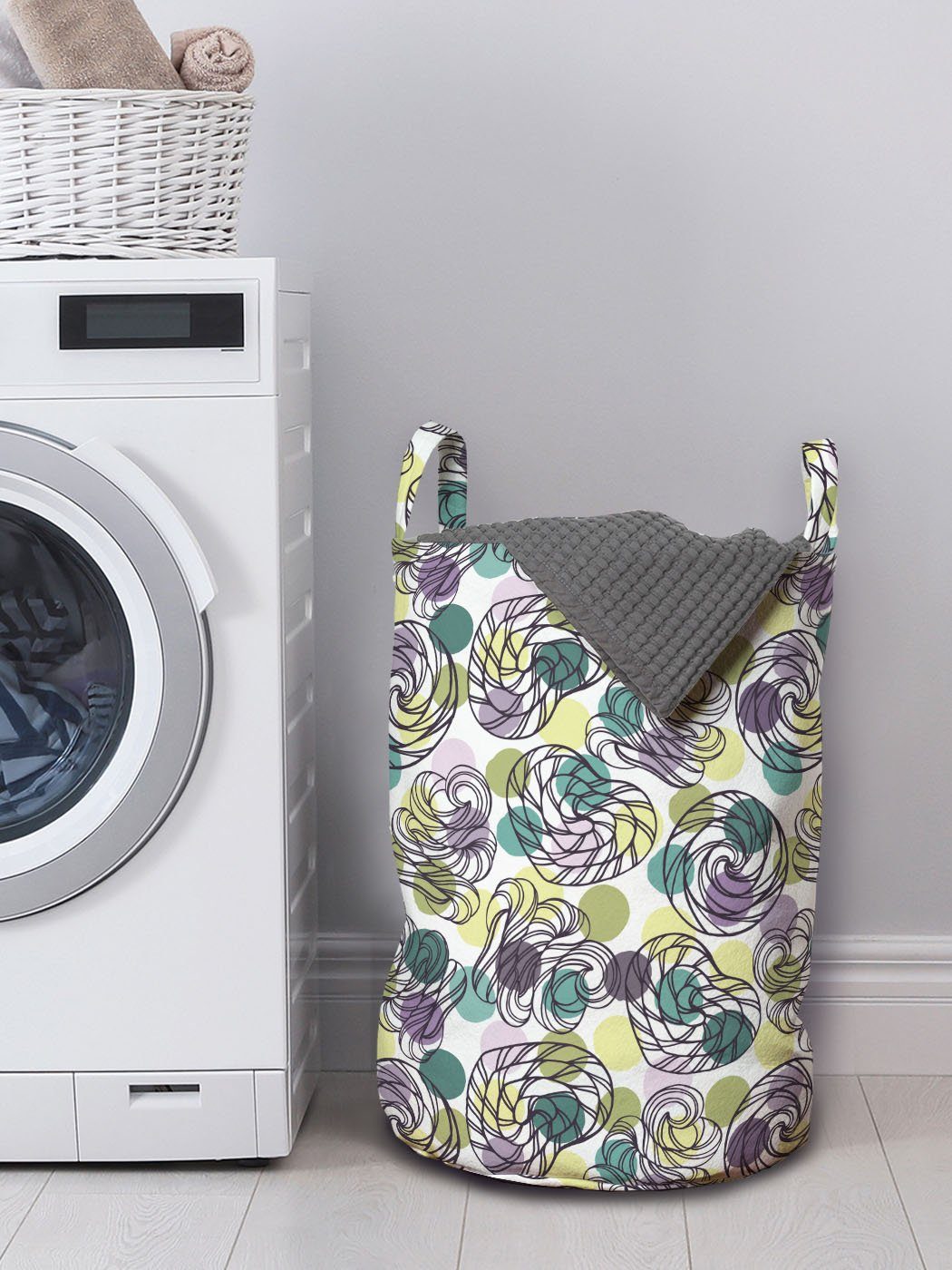 Abakuhaus Wäschesäckchen Wäschekorb mit Lollipop Kordelzugverschluss Waschsalons, Abstrakt für Pastellpunkt Griffen