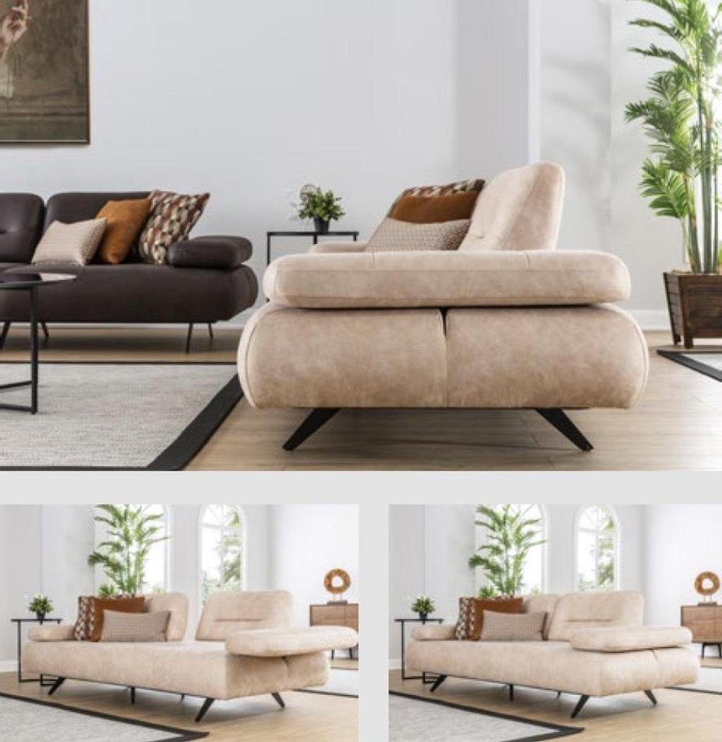 Couch 2-Sitzer Design 2 beige JVmoebel Sofas Sitzer Textill Sofa Polstersofa Modern