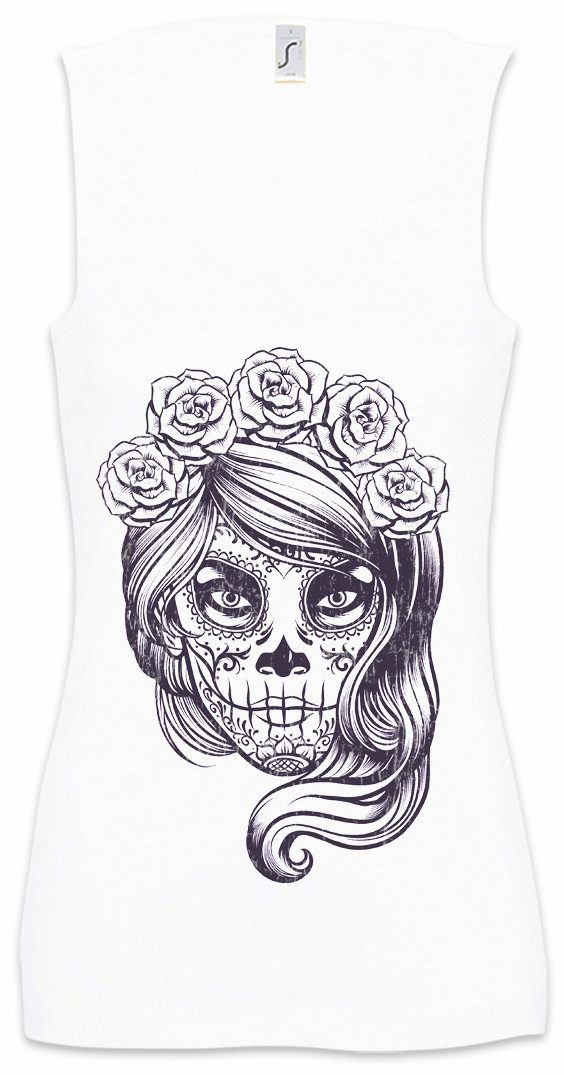 Urban Backwoods Tanktop Dia De Muertos III Ärmelloses Damen T-Shirt Schädel Mexiko Los Gang Mexico Sugar Latin Tattoo