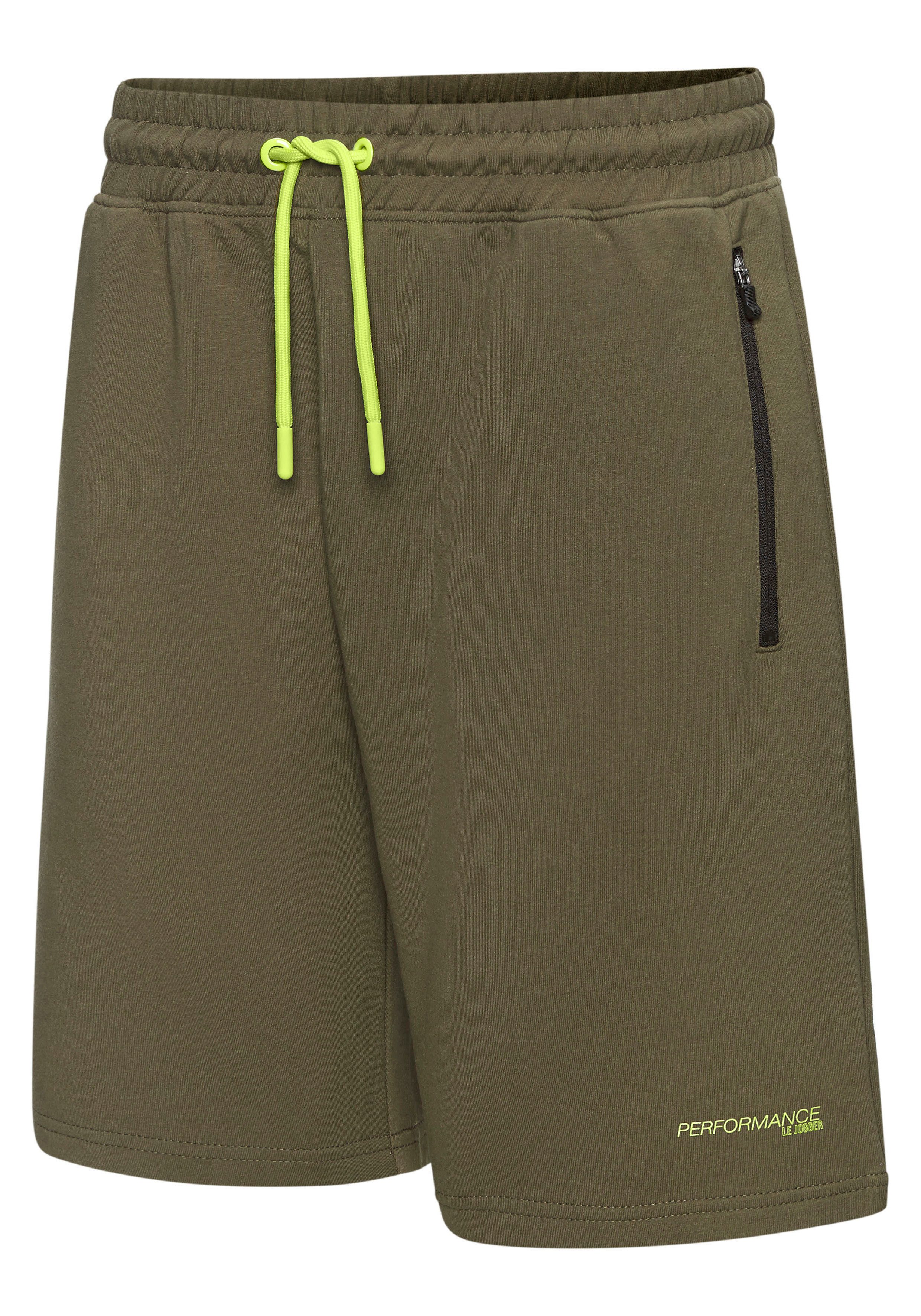 Le Jogger Performance Funktionsshorts Perfomance Shorts mit Kontrast-Kordel und Reißverschlusstaschen