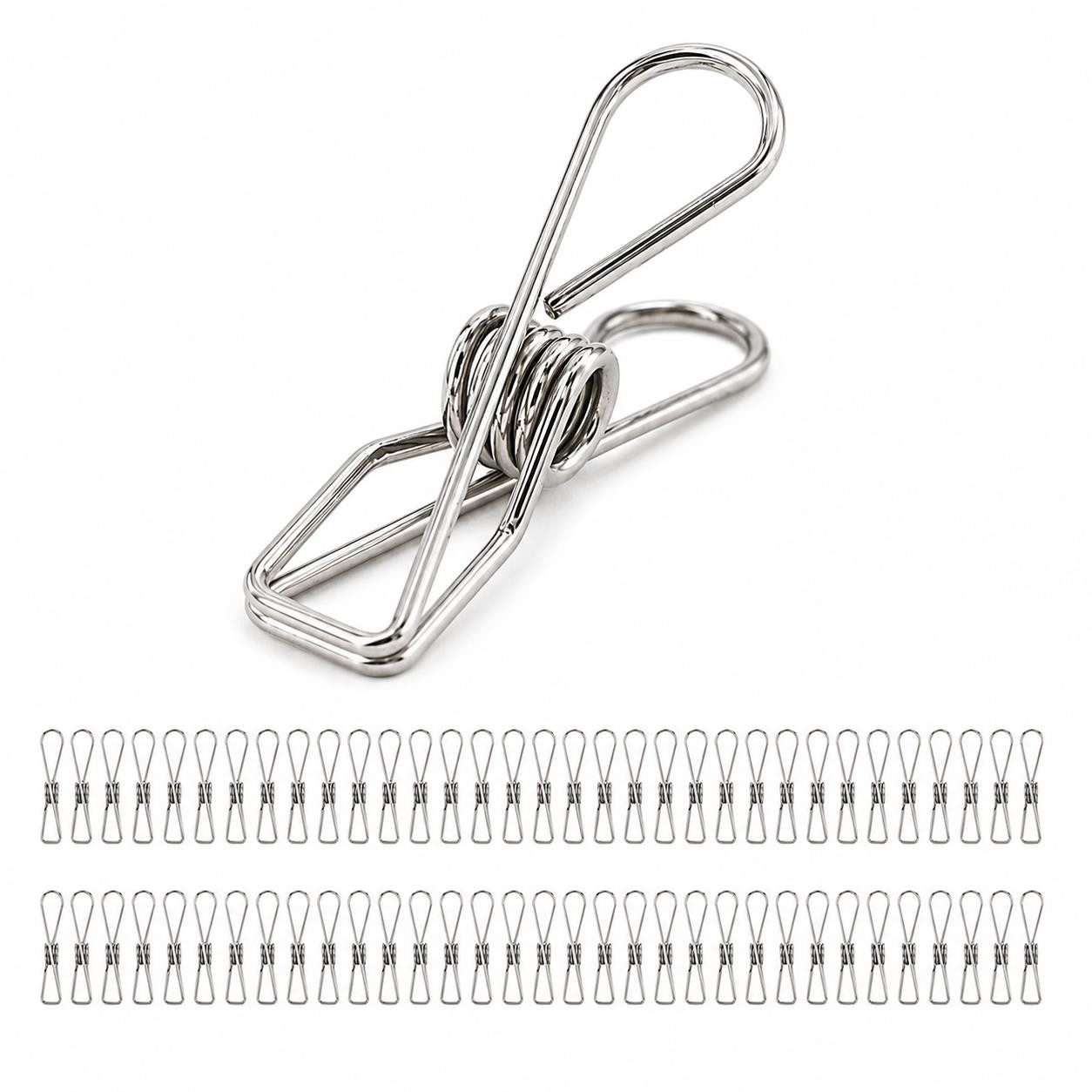 BAYLI Wäscheklammern 100er Set Wäscheklammern Edelstahl [5,3cm x 1cm], Mehrzweck Klammern
