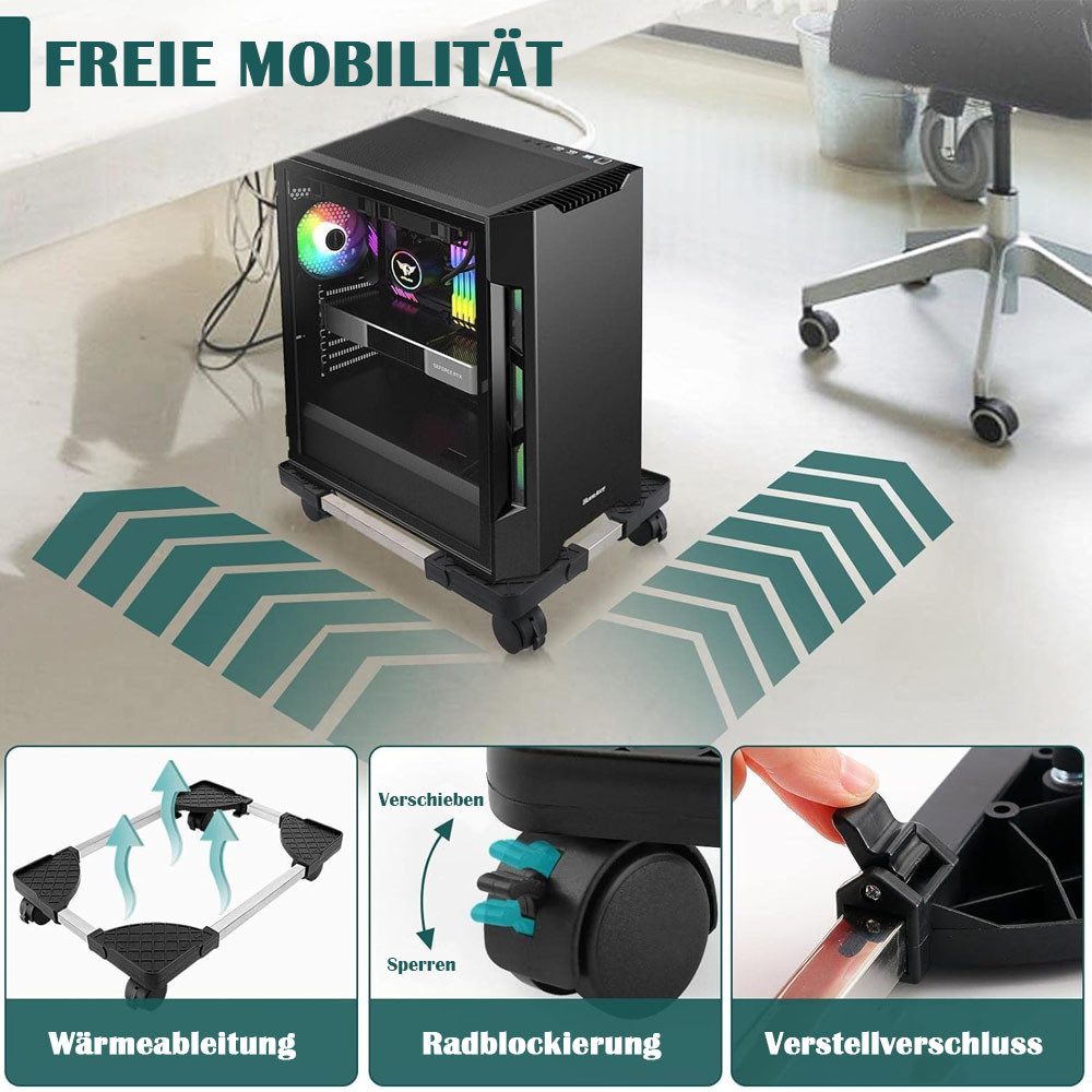 TUWENA Halterung PC Ständer für PC-Tower, Computer CPU Desktop Ständer mit Laufrollen, (Computer PC Ständer, Universal verstellbare Ständer Unter Schreibtisch)
