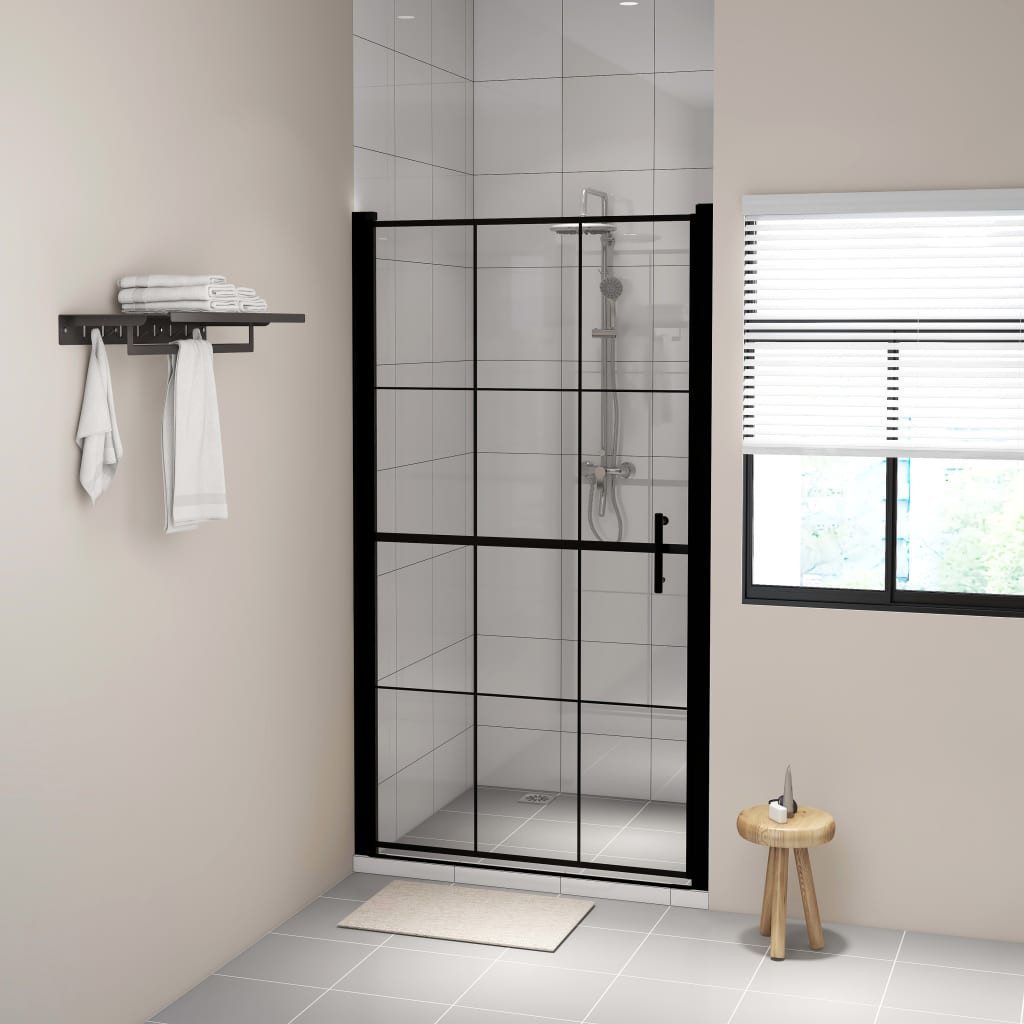 vidaXL Duschwand 100 x 178 cm Duschtür Hartglas 100x178 cm Schwarz