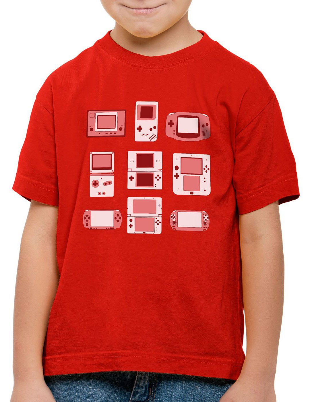 style3 Print-Shirt Kinder T-Shirt Handheld Konsole controller videospiel spielekonsole rot