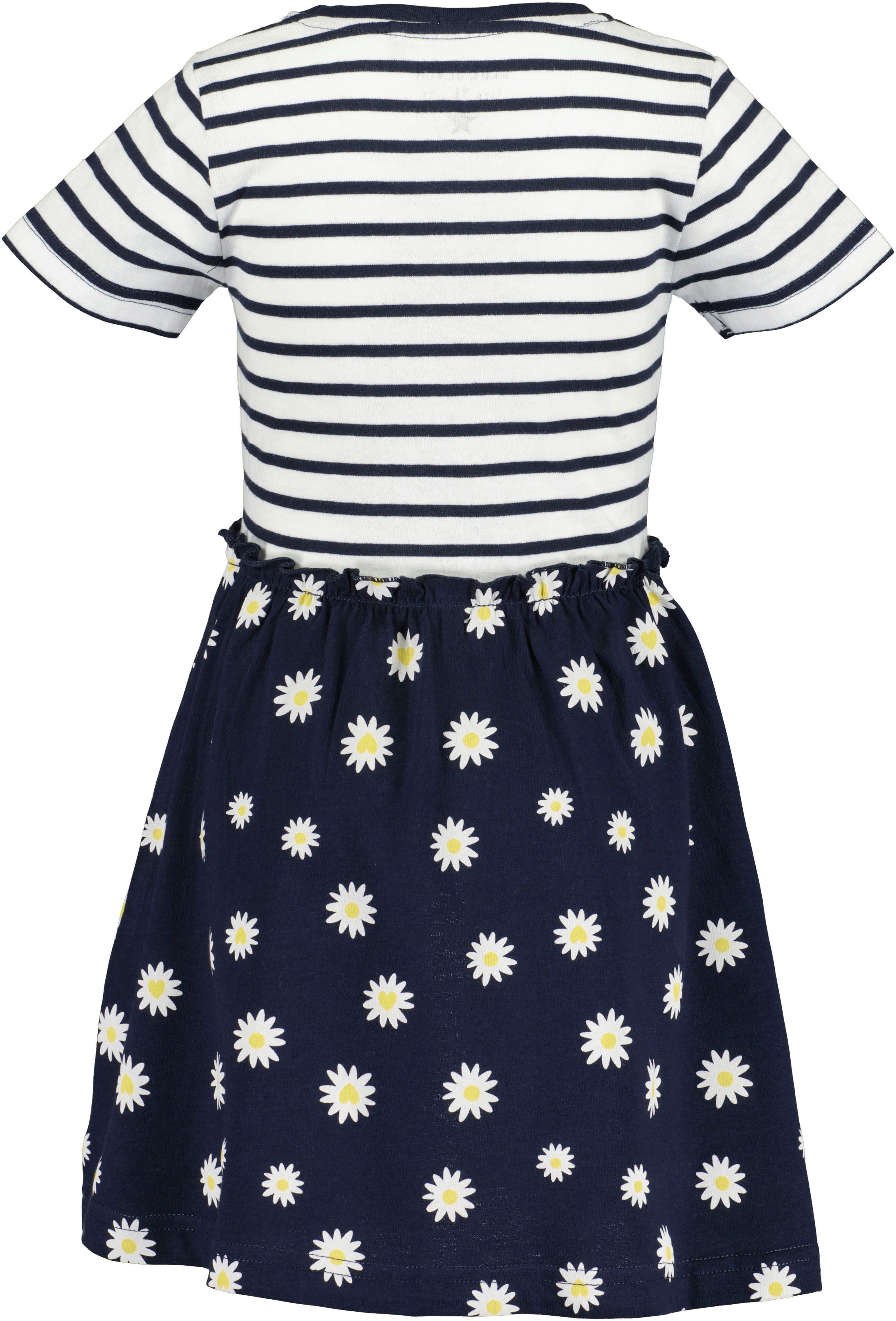 Blue Seven Jerseykleid (1-tlg) geringeltes Oberteil mit Motiv und mit Blumen bedruckter Rock