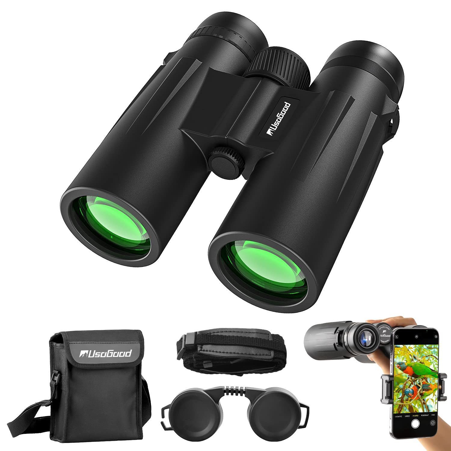 Usogood HD Ferngläser 12x50 Fernglas Erwachsene Wasserdicht Kompakte Fernglas (für Vogelbeobachtung, Jagd, Sightseeing, Sport und Konzerte, Reisen)