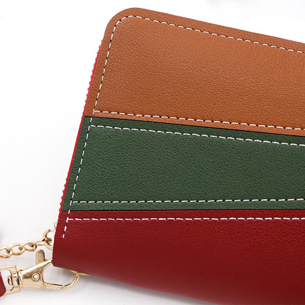 Blusmart Geldbörse 3-farbig Handtasche Clutch-Geldbörse, Portemonnaie, Tragbare Passende red Geldbeutel, rose