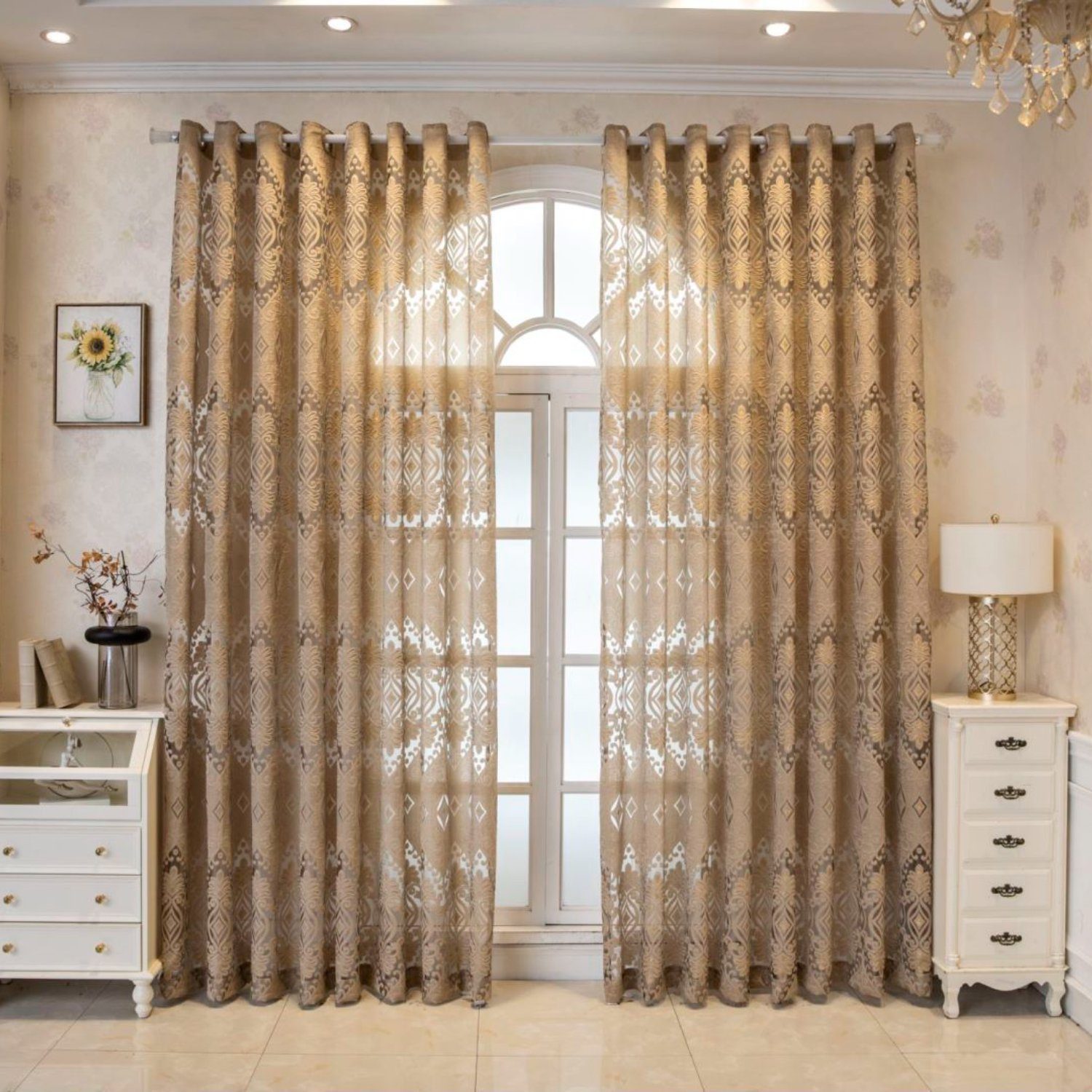 BYSURE Gardine (2 St), Ösen, halbtransparent, bestickter Vorhang günstig online kaufen