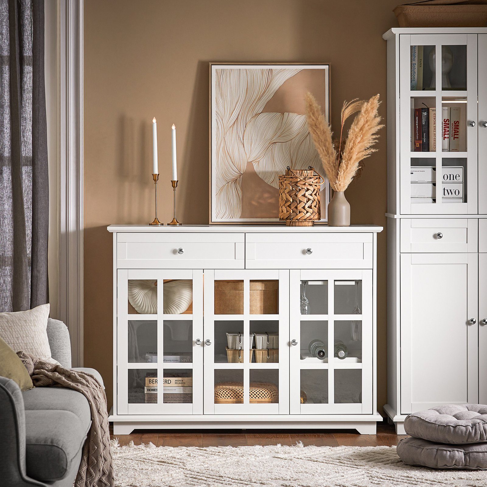 SoBuy Sideboard FSB77, Küchenschrank Kücheninsel mit Glastür Kommode Bartis günstig online kaufen