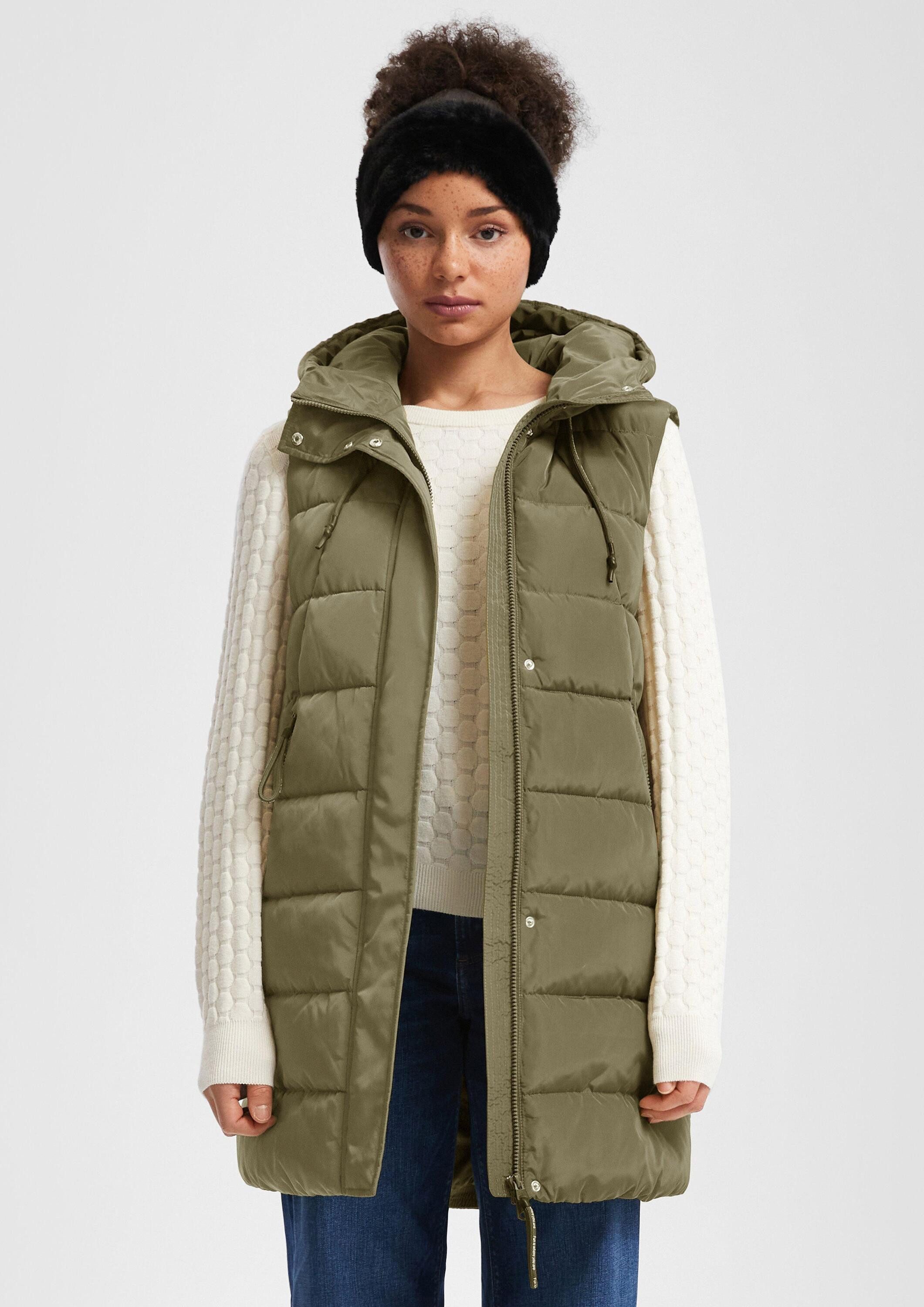 QS Outdoorjacke Outdoor-Weste Wärmend wattierte Steppweste mit Kapuze günstig online kaufen