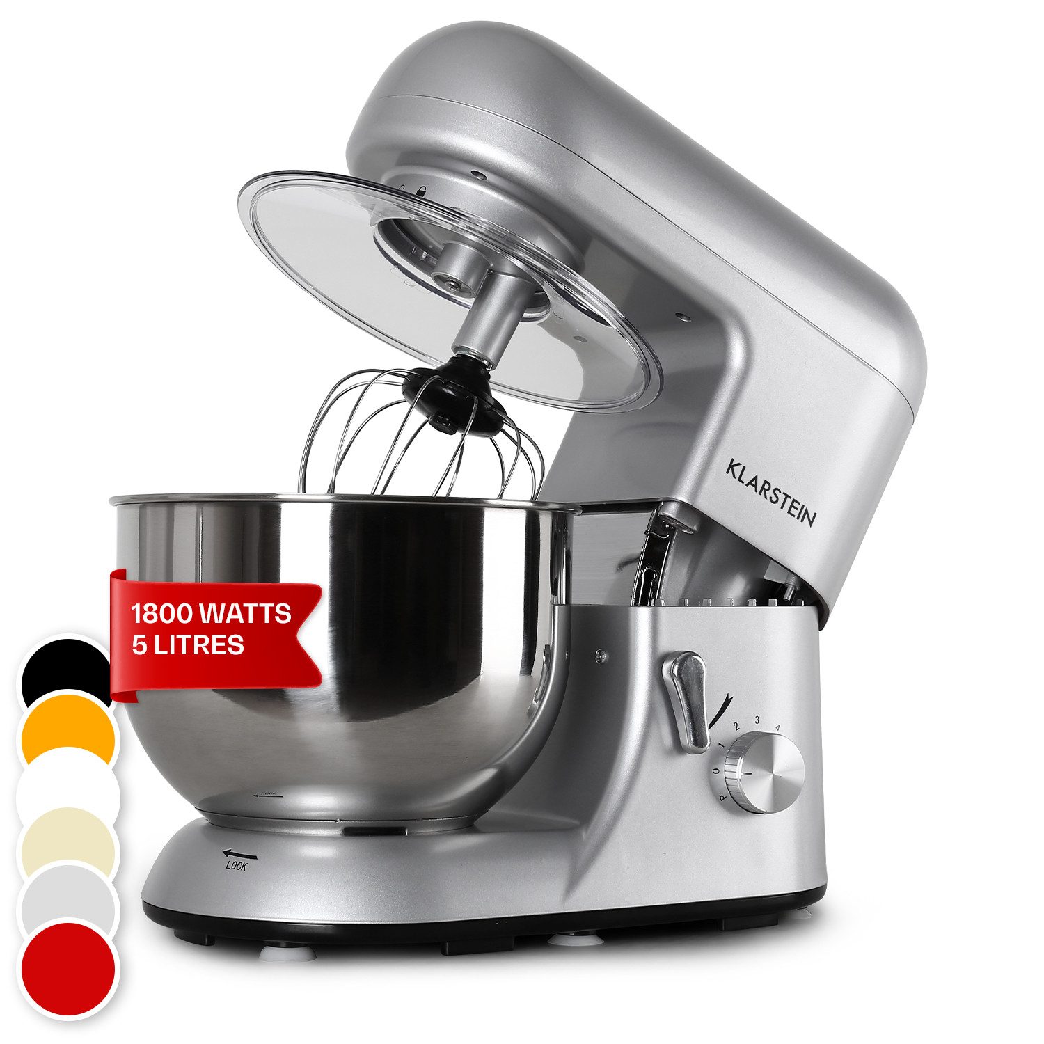 Klarstein Küchenmaschine mit Kochfunktion, 1800 W, 5.2 l Schüssel, Knetmaschine Teigmaschine Teigknetmaschine Rührmaschine Standmixer