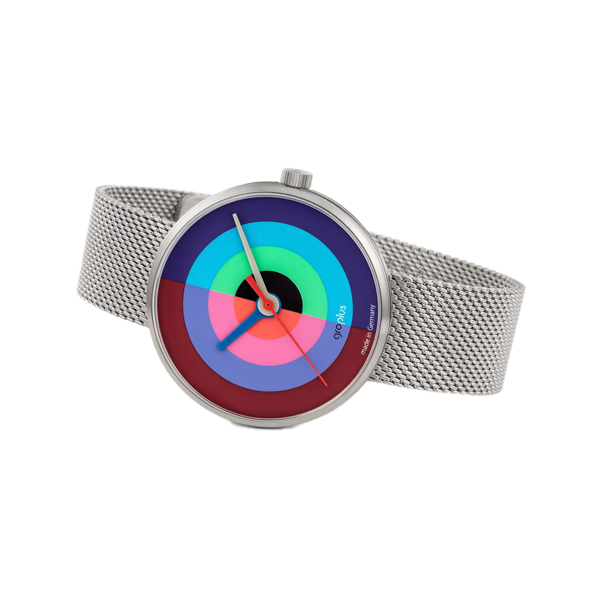 Walter Gropius Quarzuhr Made in Germany, Saphirglas, Forum J. Albers - WG 005-02M, Designeruhr, Edelstahlband mit Easy-Release System, Edelstahlgehäuse