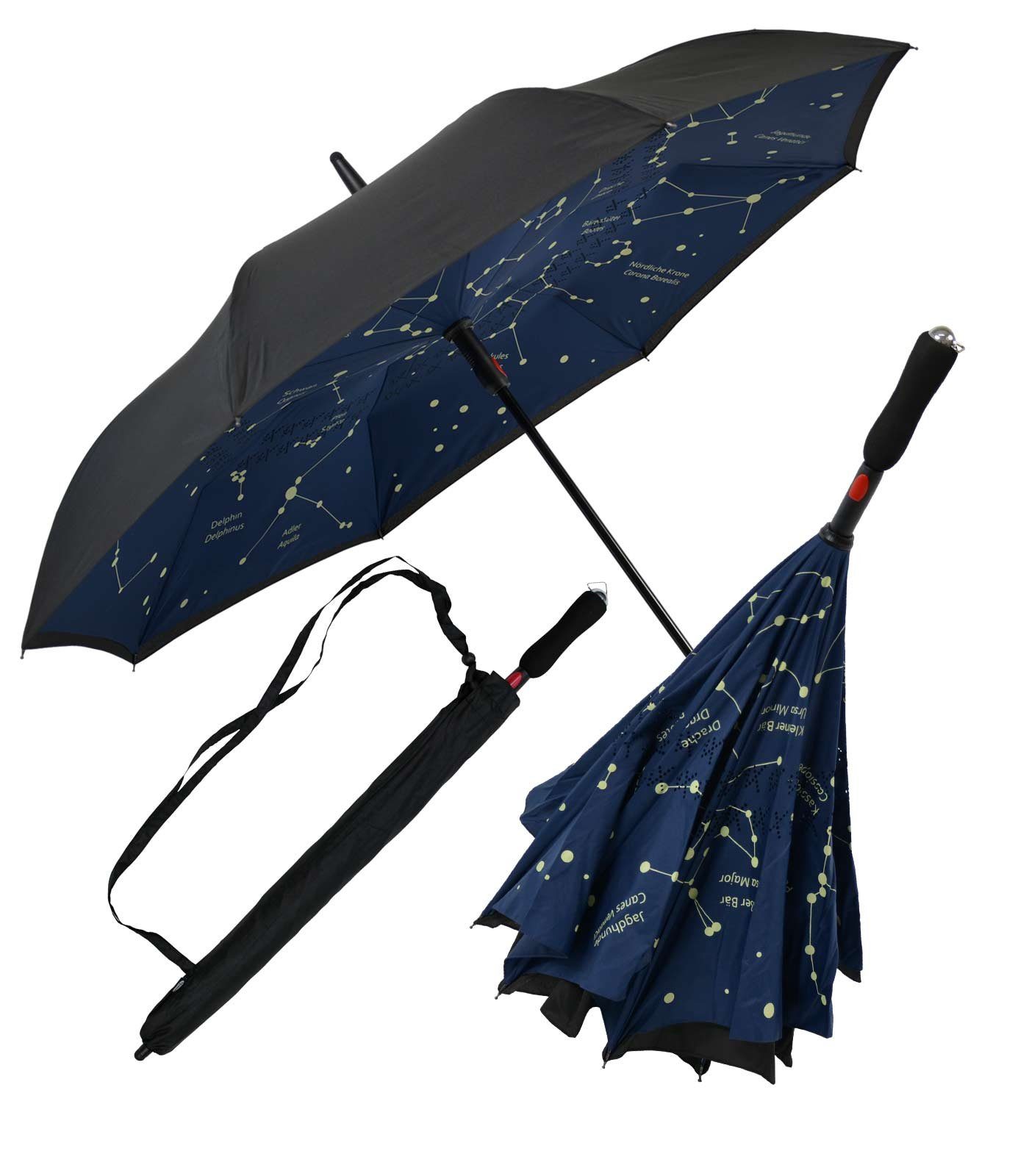 iX-brella Langregenschirm Reverse-Schirm - umgedreht zu öffnen mit Automatik, bedruckt