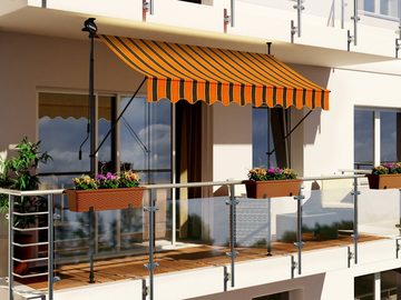 Swing&Harmonie Klemmmarkise LED - Balkonmarkise mit Kurbel Sonnenschutz Markise Terrasse Balkon 200/250/300/350 cm
