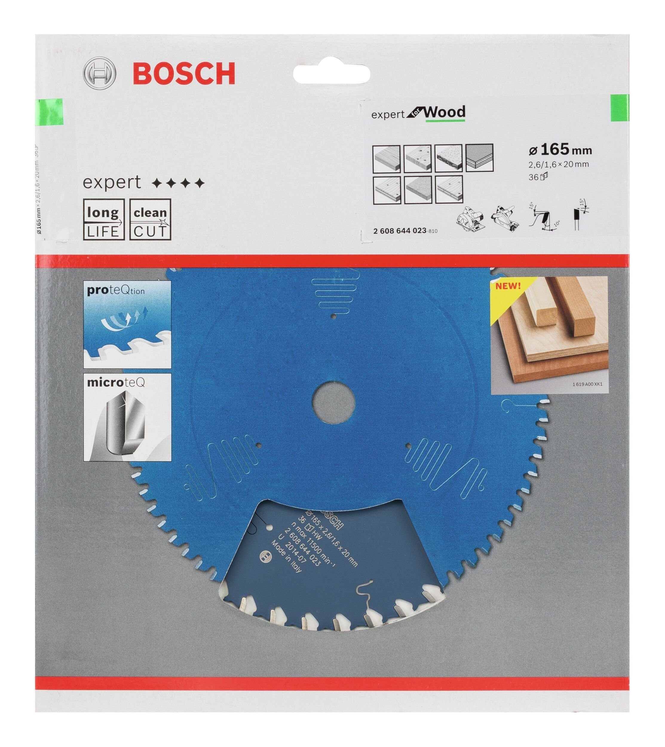 Thumbnail - BOSCH Kreissägeblatt, Expert for Wood, 165 x 20 x 2,6 mm, 36 Zähne