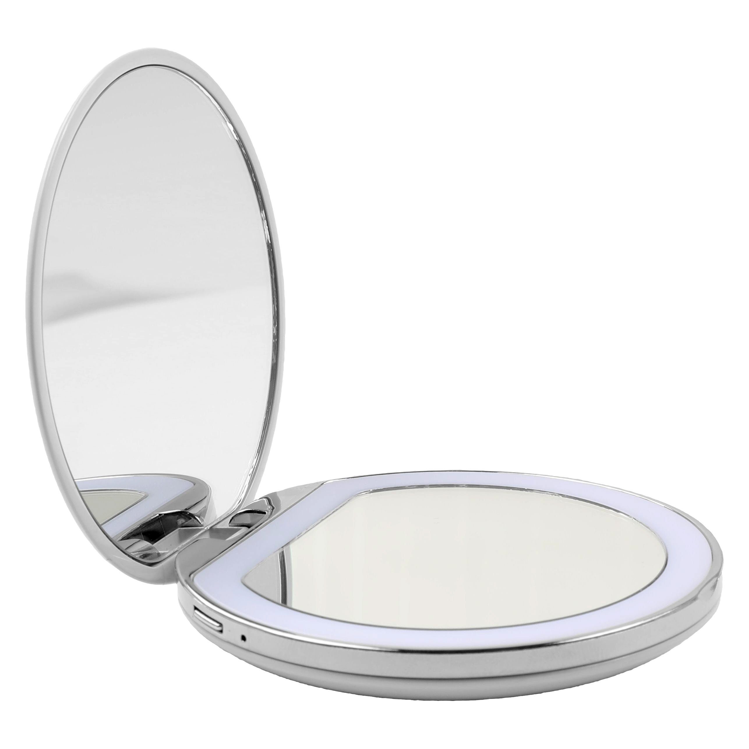 AILORIA Kosmetikspiegel MAQUILLAGE, Taschenspiegel mit LED-Beleuchtung (USB) weiß | weiß