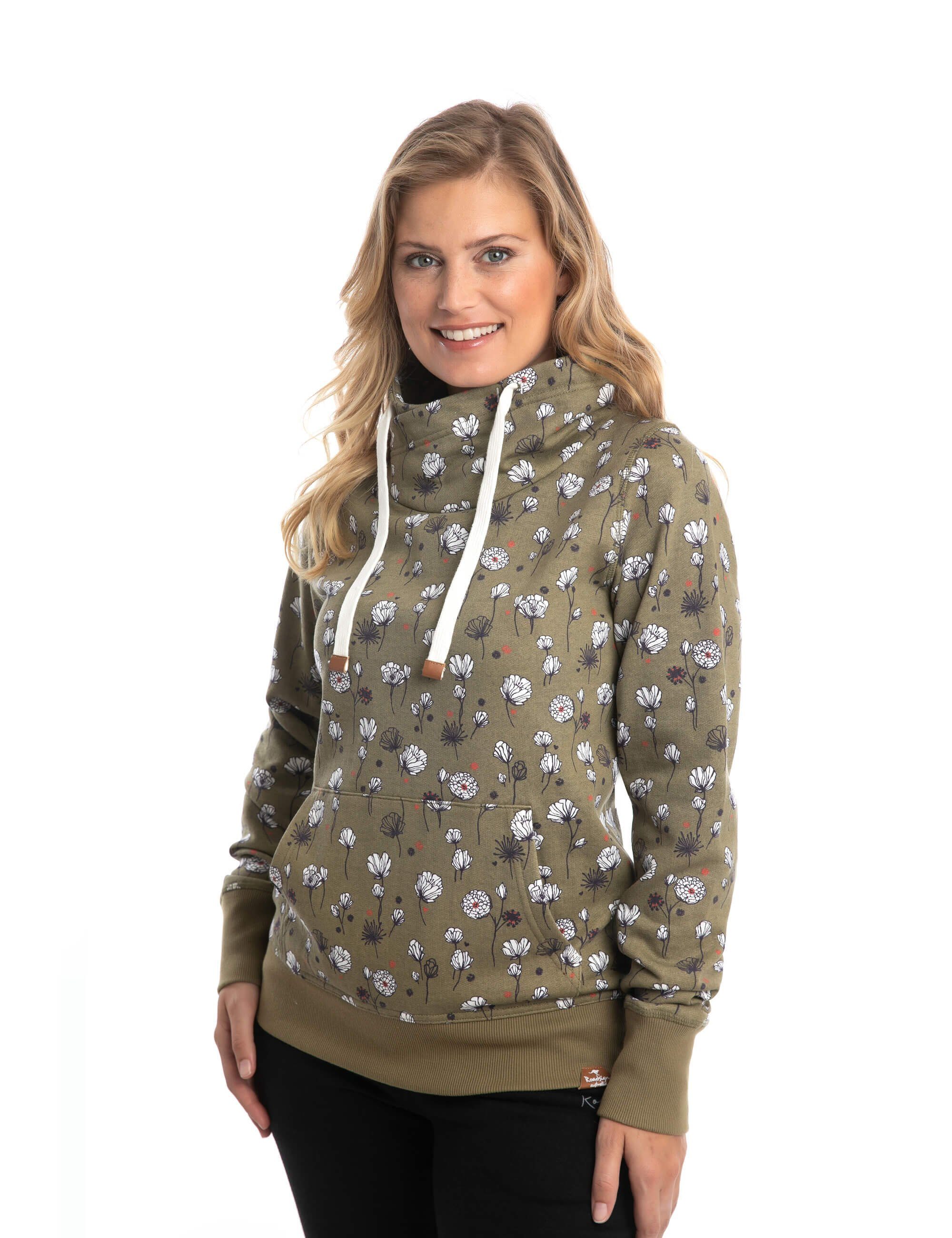ROADSIGN australia Sweatshirt Flowers AOP (1-tlg) mit Schlauchkragen und Kordelzug, Sweat im lässigen Design sportlich-lässiger Pullover für alle Jahreszeiten
